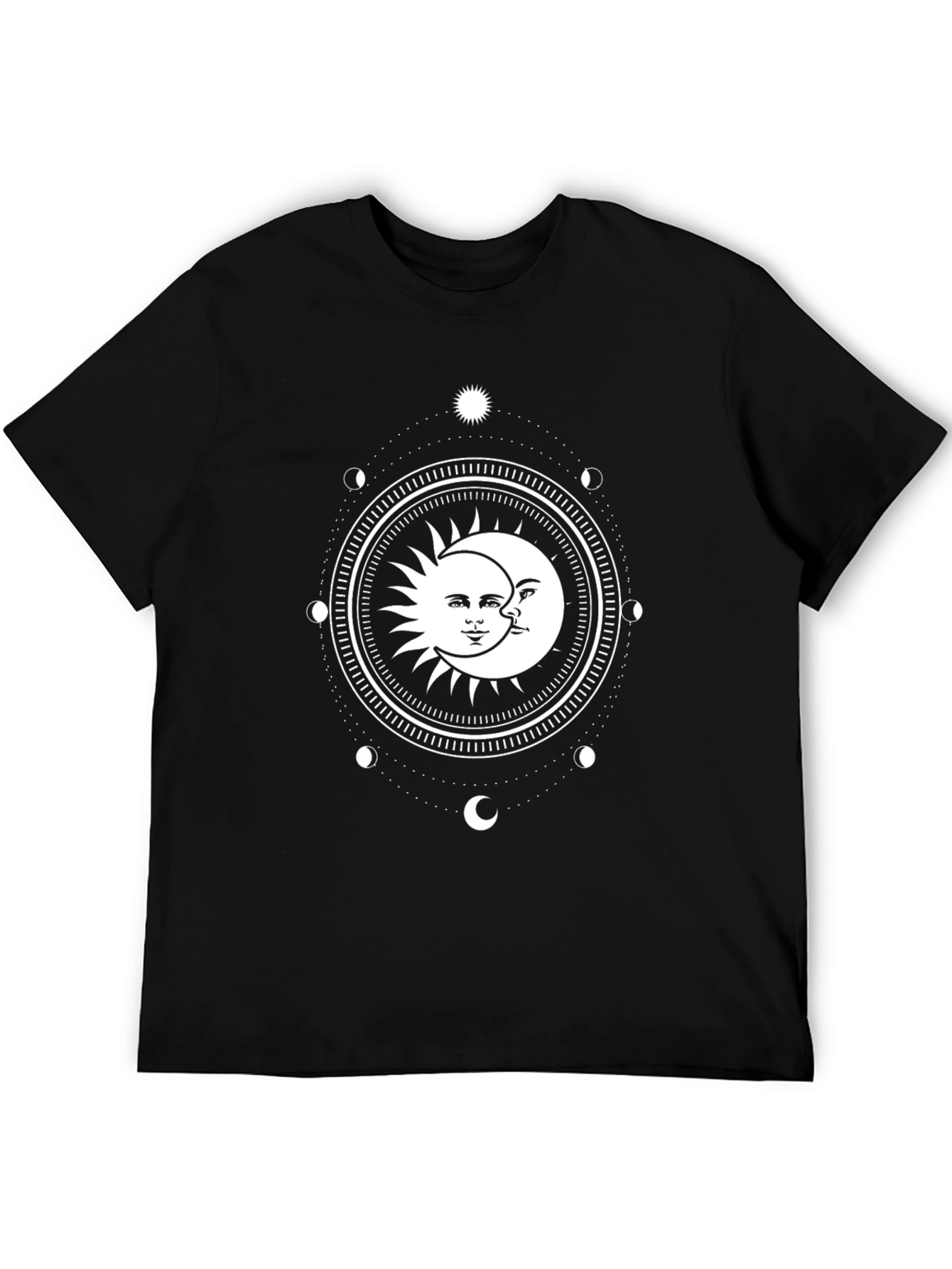 Black Celestial Sun & Moon Graphic Tee - Black Cotton Blend view 5