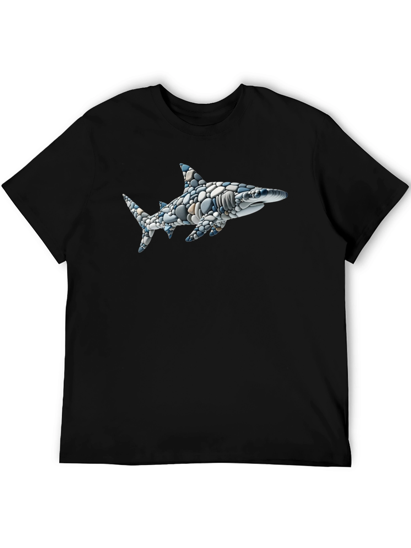 Black Stone Shark Graphic Tee - Unique Design view 5