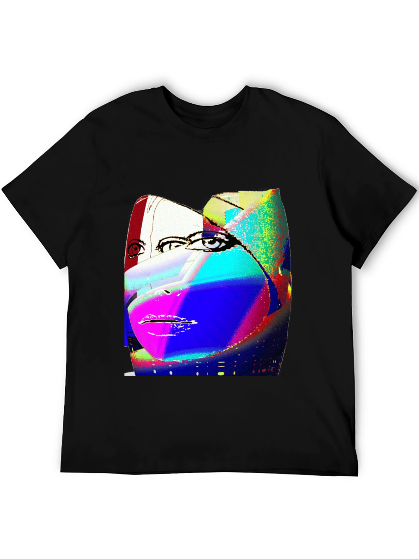 Black Abstract Face Graphic Black Tee view 5