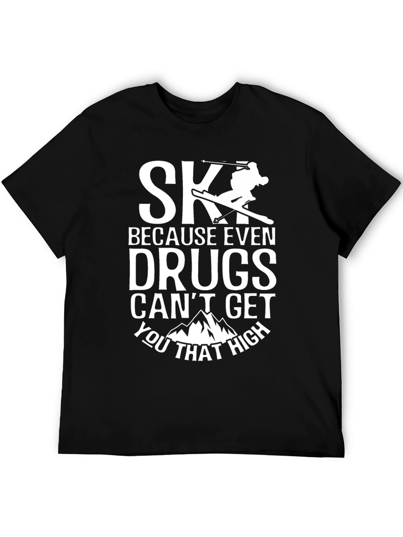 Black Skiing Humor T-Shirt - High Altitude Thrills view 5