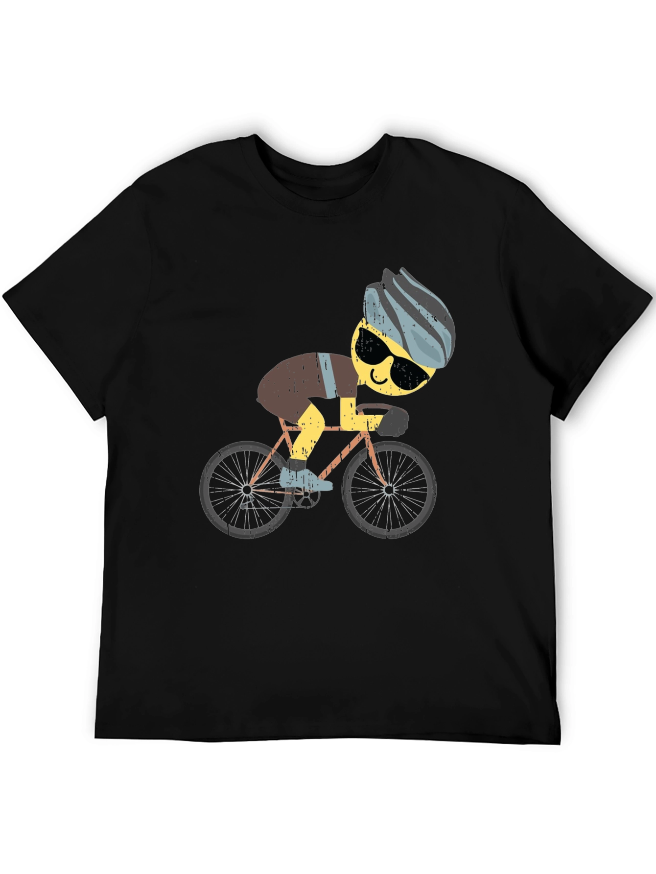 Black Funny Cyclist Graphic T-Shirt - Black view 5