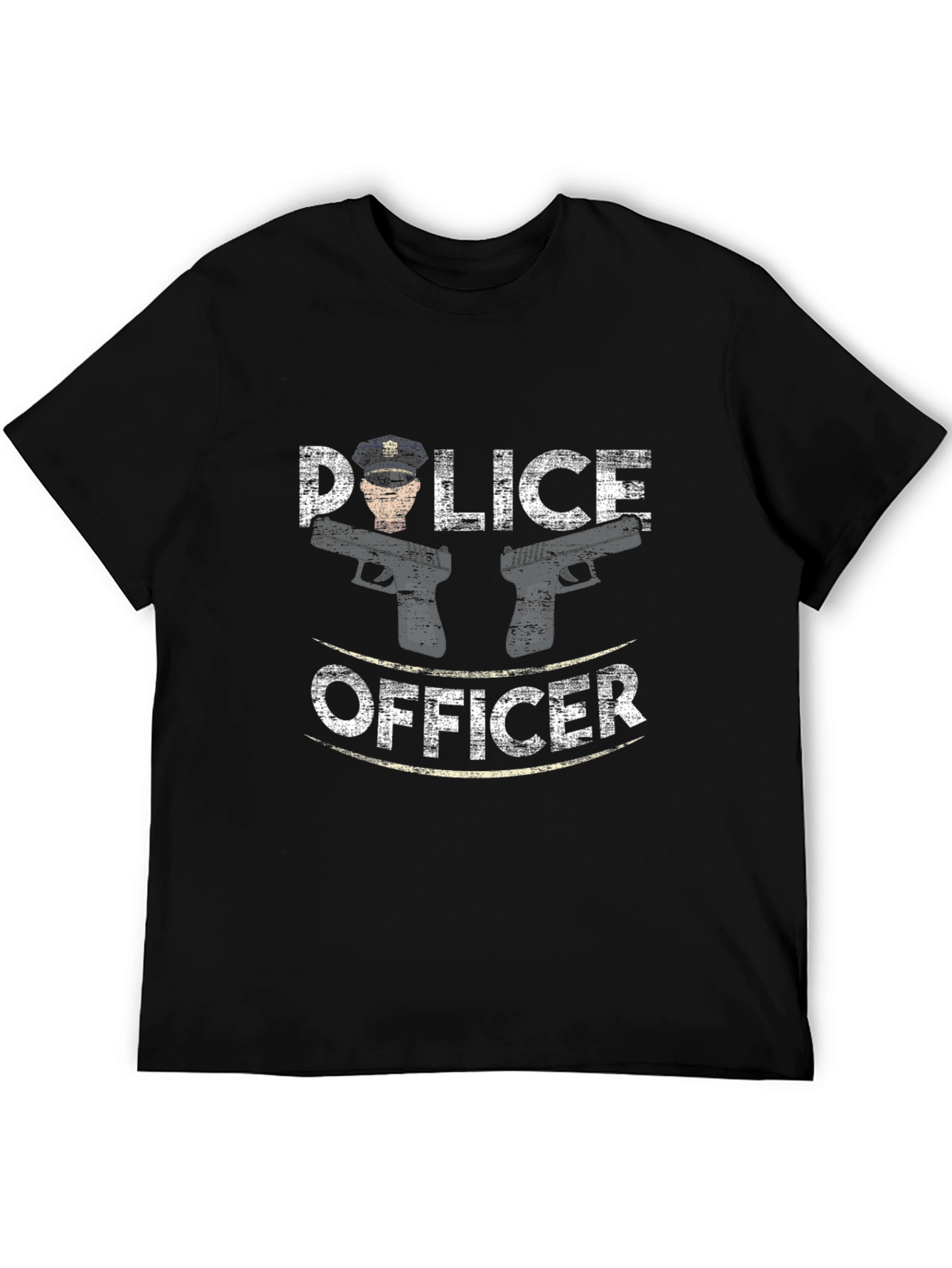 Police Officer Graphic Tee - Black Cotton T-Shirt - 5