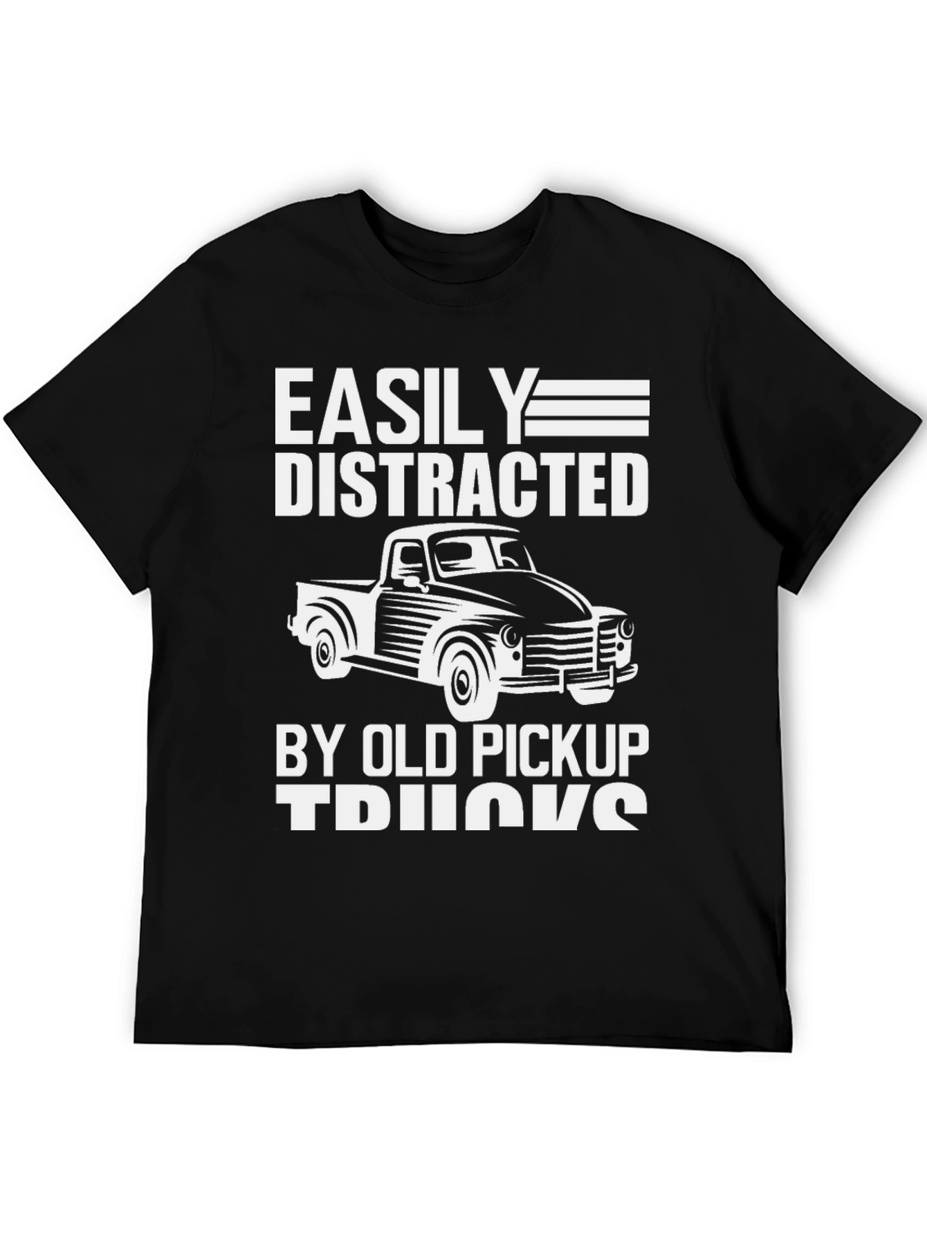 Black Easily Distracted Old Pickup Trucks T-Shirt view 5