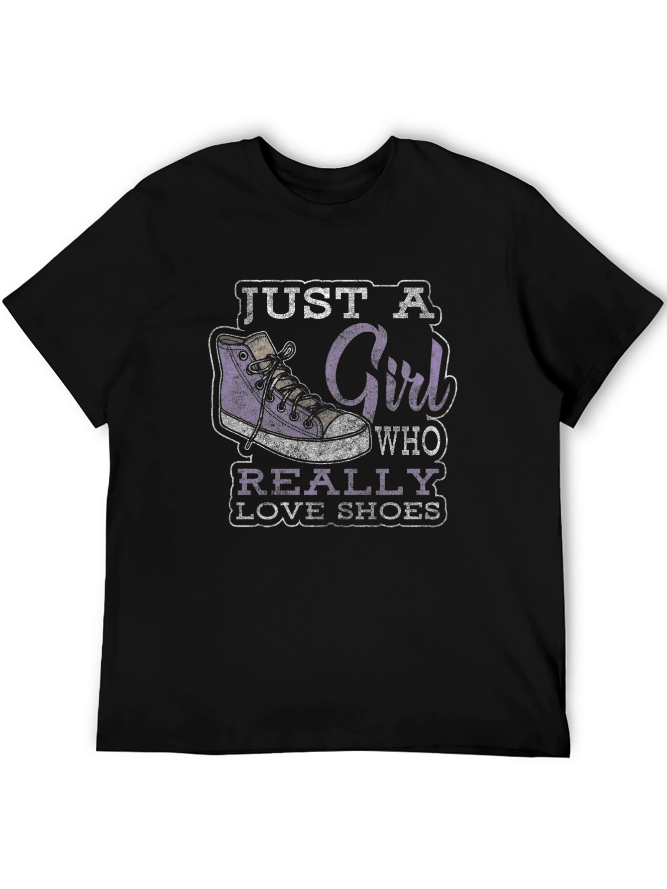 Black Just a Girl Who Really Loves Shoes Graphic Tee view 5