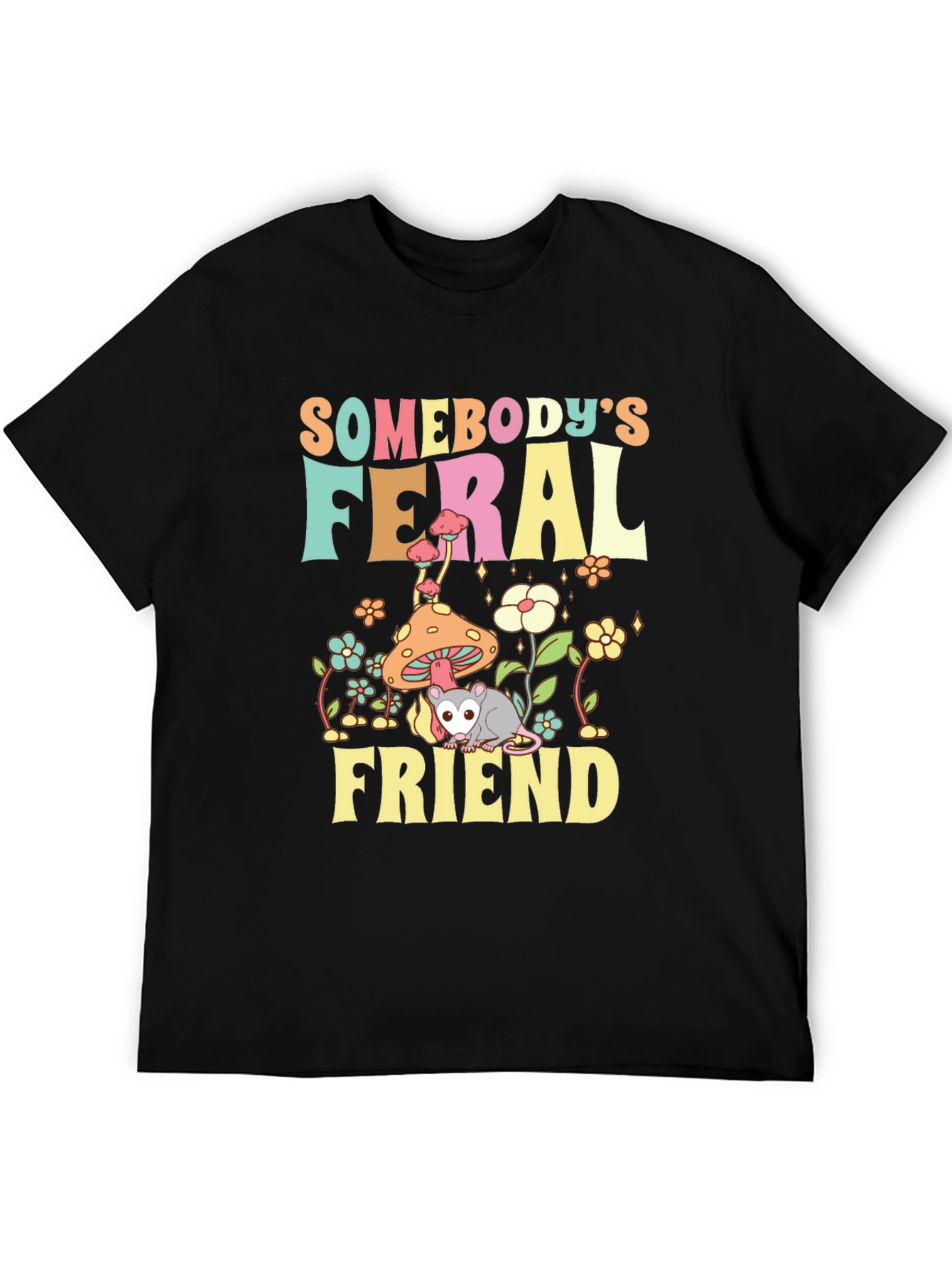Black Feral Friend Graphic T-Shirt view 5