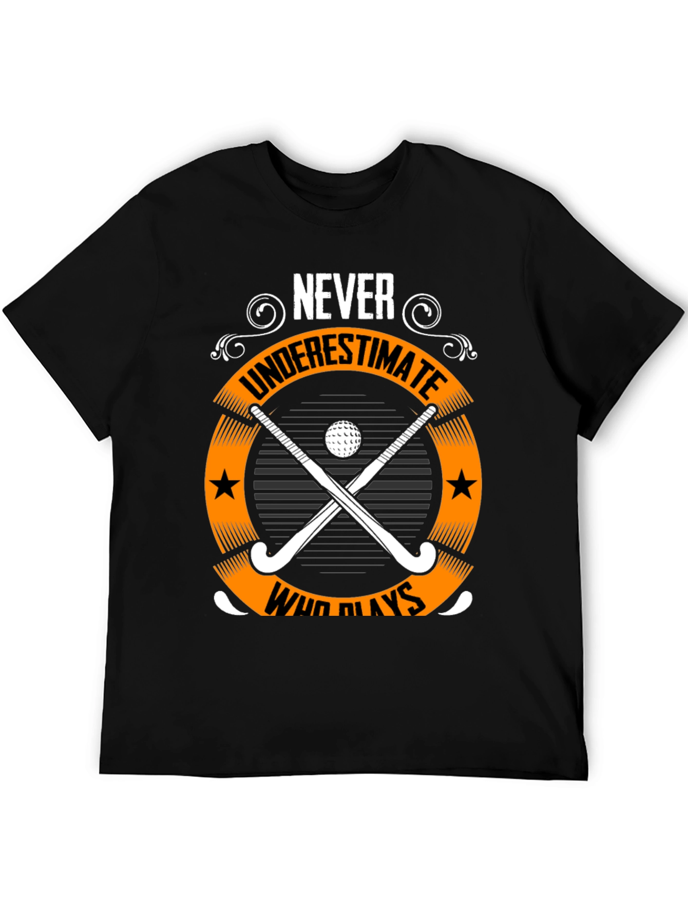 Black Never Underestimate Who Plays Hockey Graphic Tee view 5