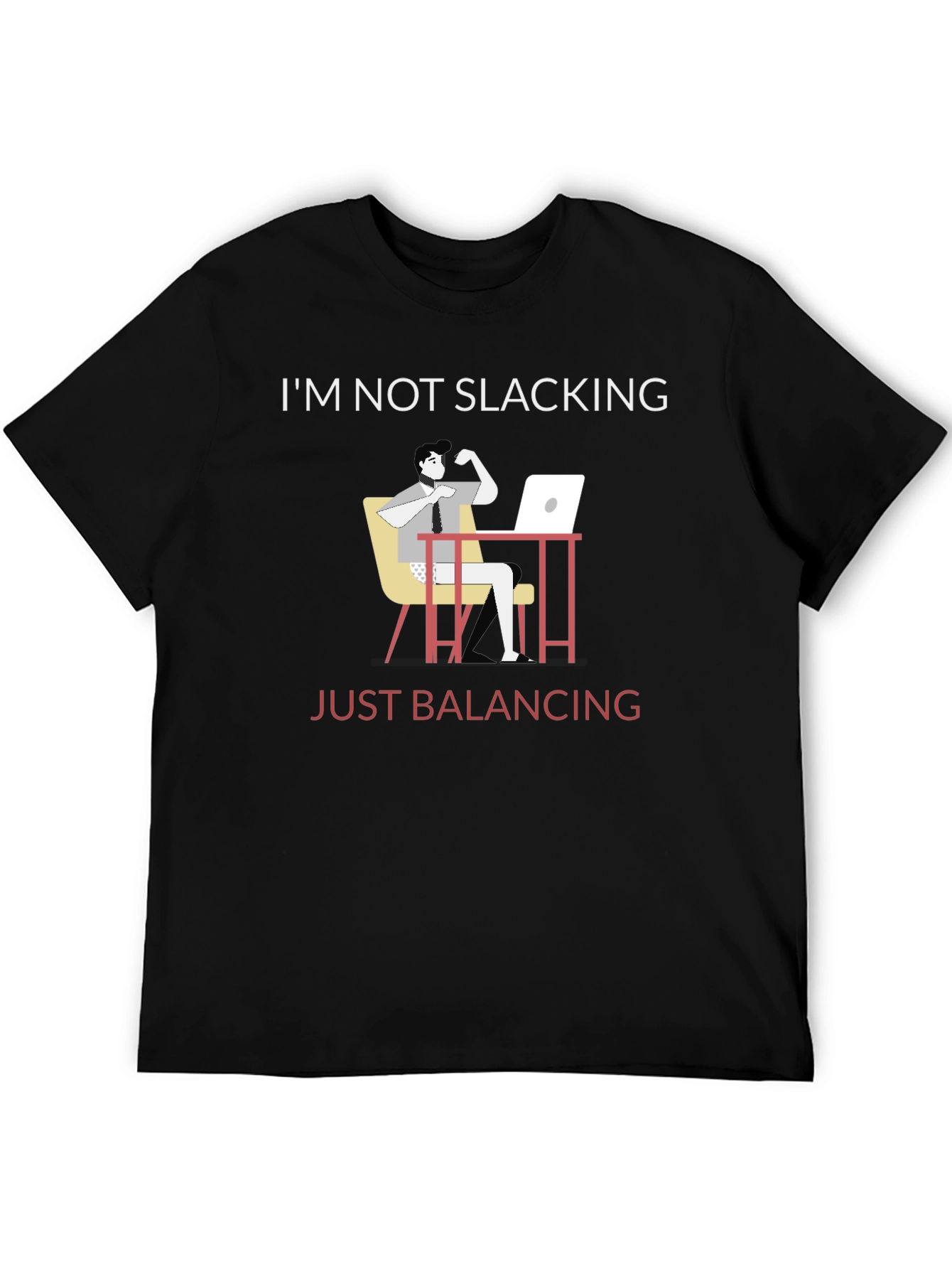 Black Funny Balancing Act T-Shirt: Work From Home Humor view 5