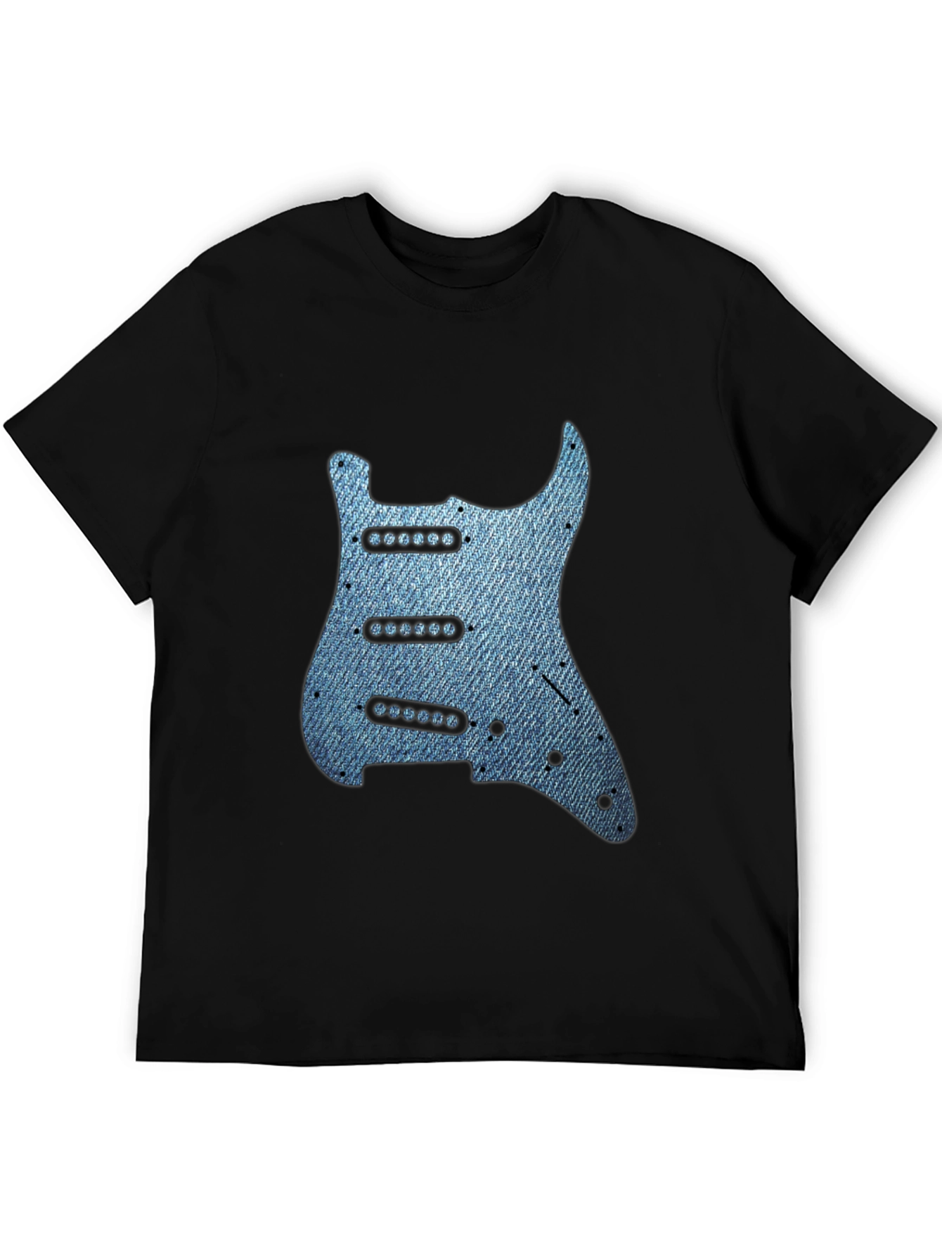 Black Guitar Pickguard Denim T-Shirt view 5