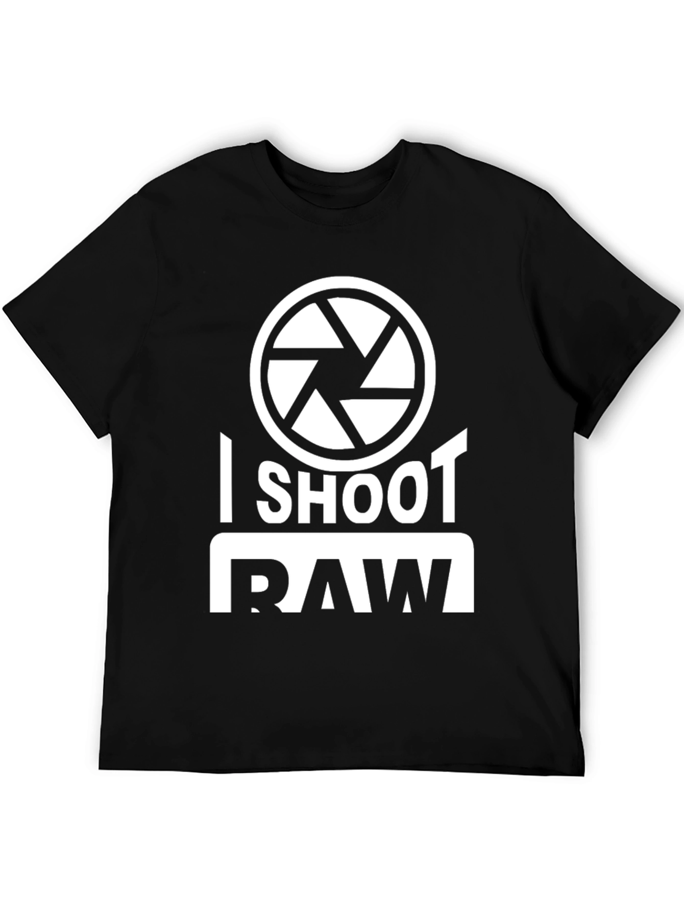 Black I Shoot RAW Black Graphic T-Shirt view 5