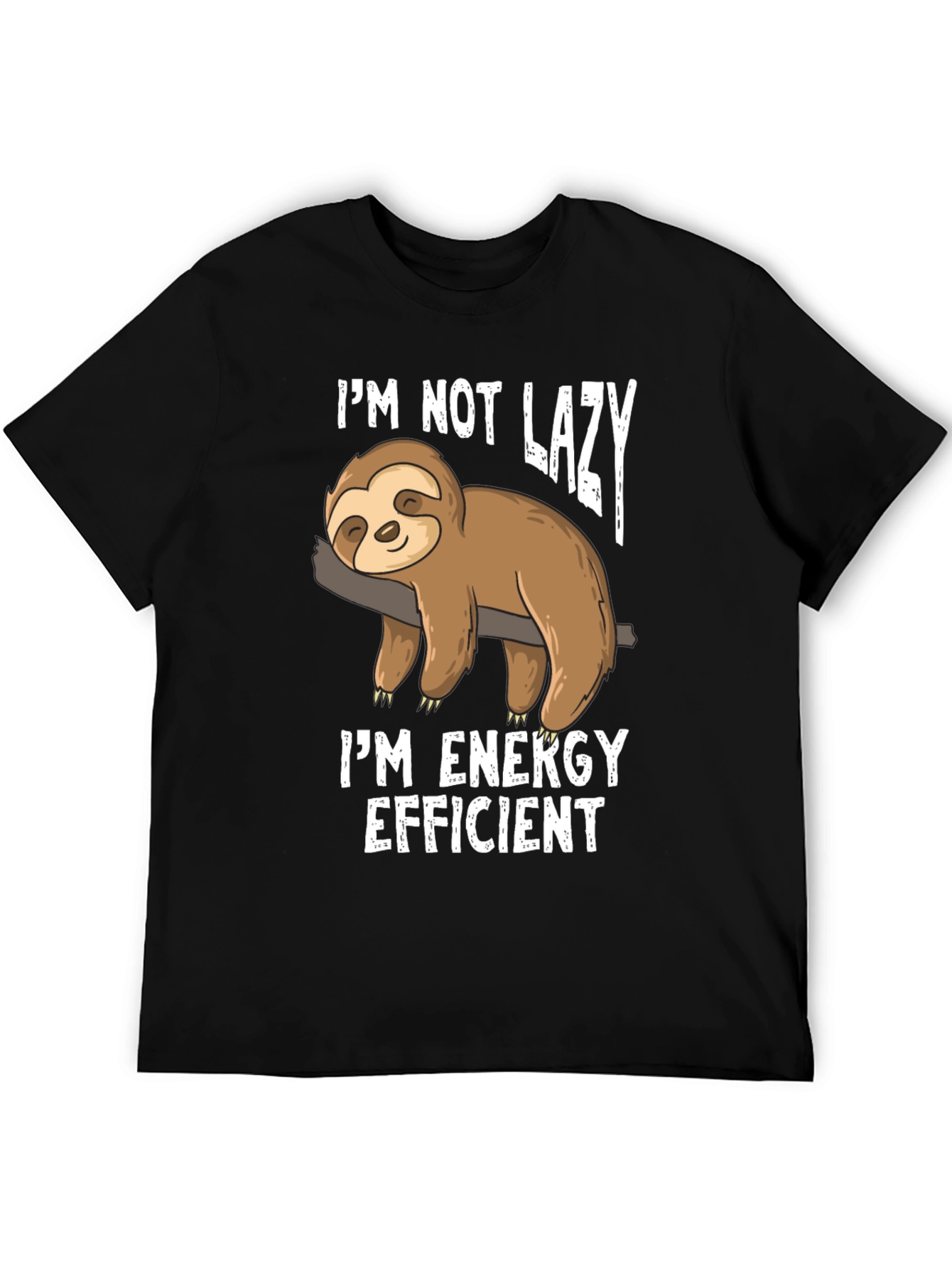 Black Funny Sloth Energy Efficient Graphic T-Shirt view 5