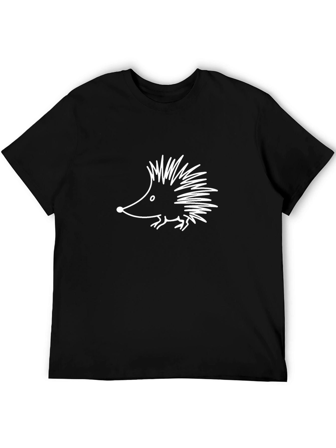 Black Cute Hedgehog Graphic Tee - Black Cotton Comfort view 5