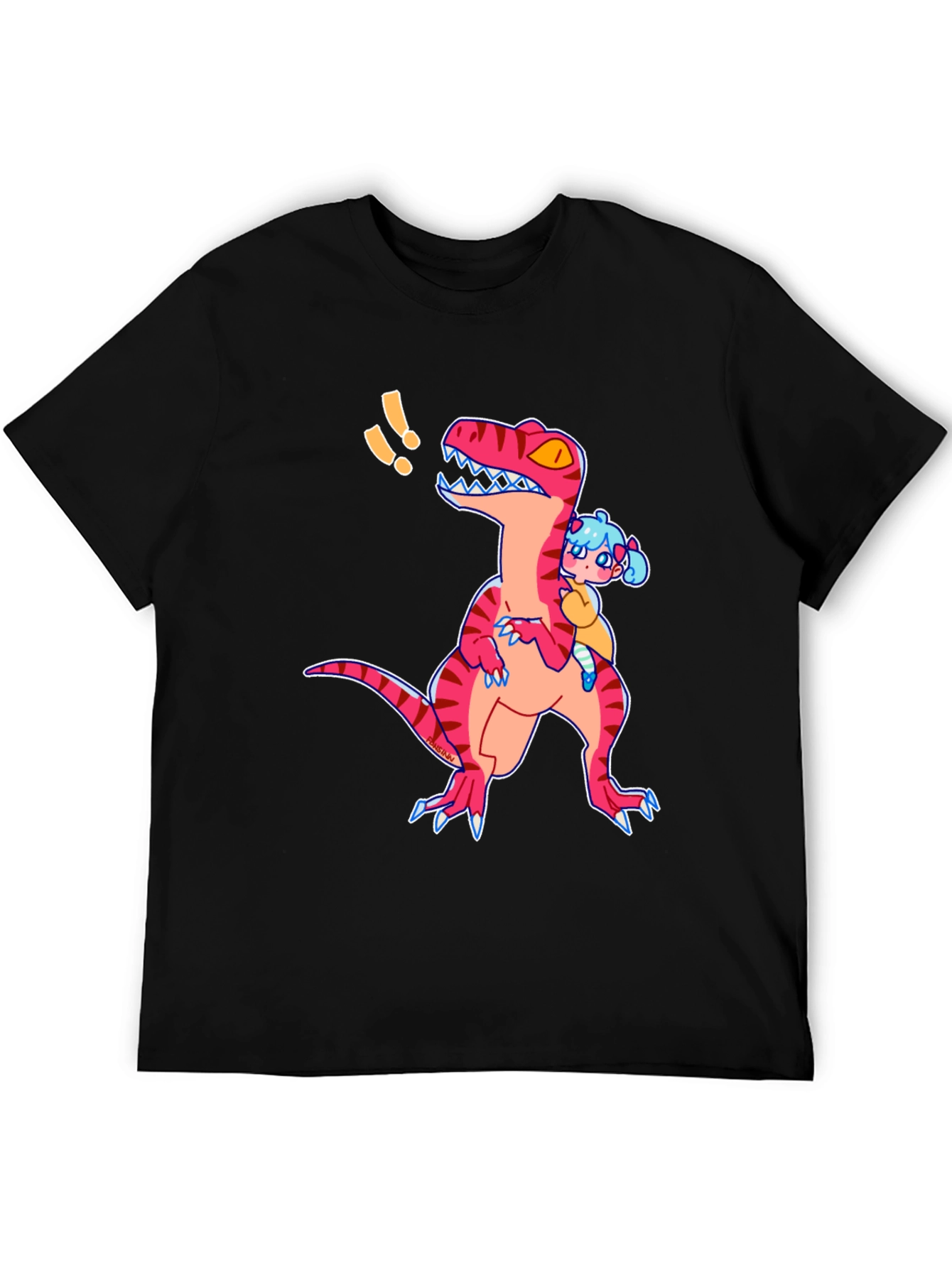 Black Dino & Girl Graphic Tee - Black view 5
