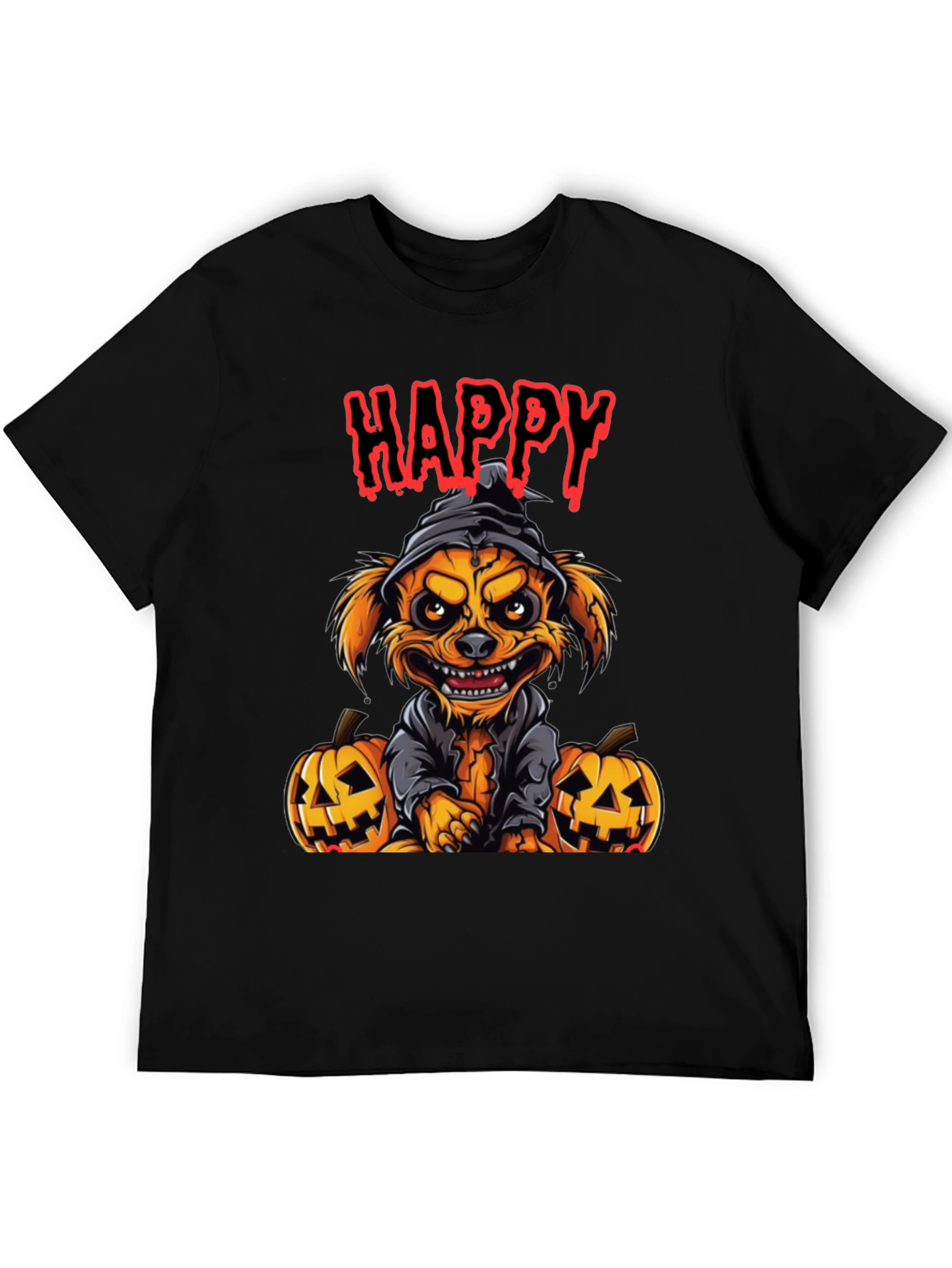 Black Happy Halloween Dog T-Shirt view 5