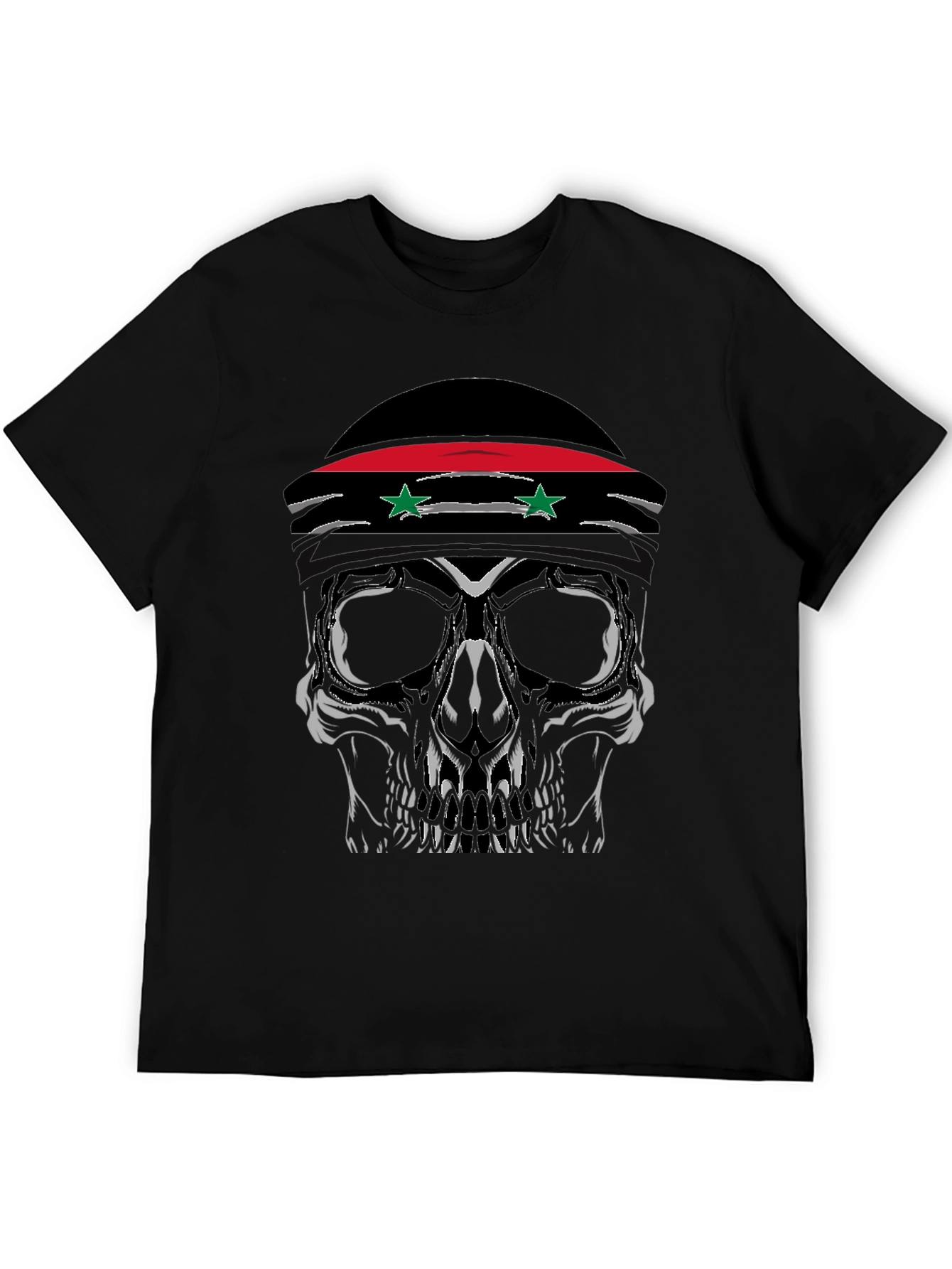Black Skull T-Shirt with Syrian Flag Headband - Men's view 5