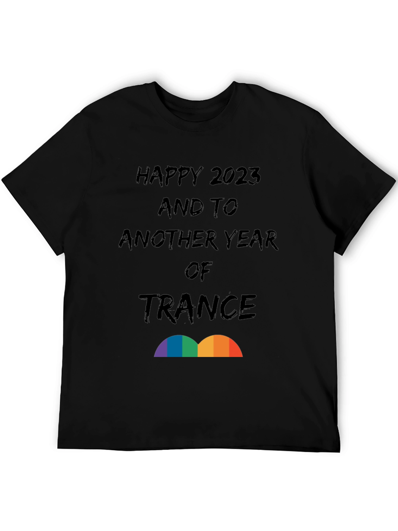 Black Happy 2023 Trance T-Shirt - New Year Celebration Tee view 5