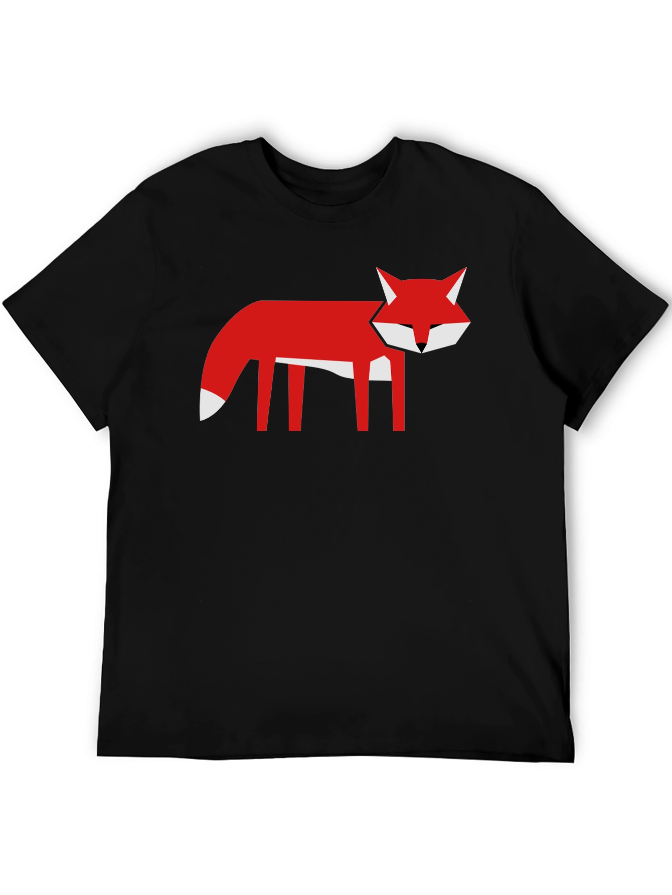 Black Geometric Fox Graphic Tee - Black T-Shirt view 5