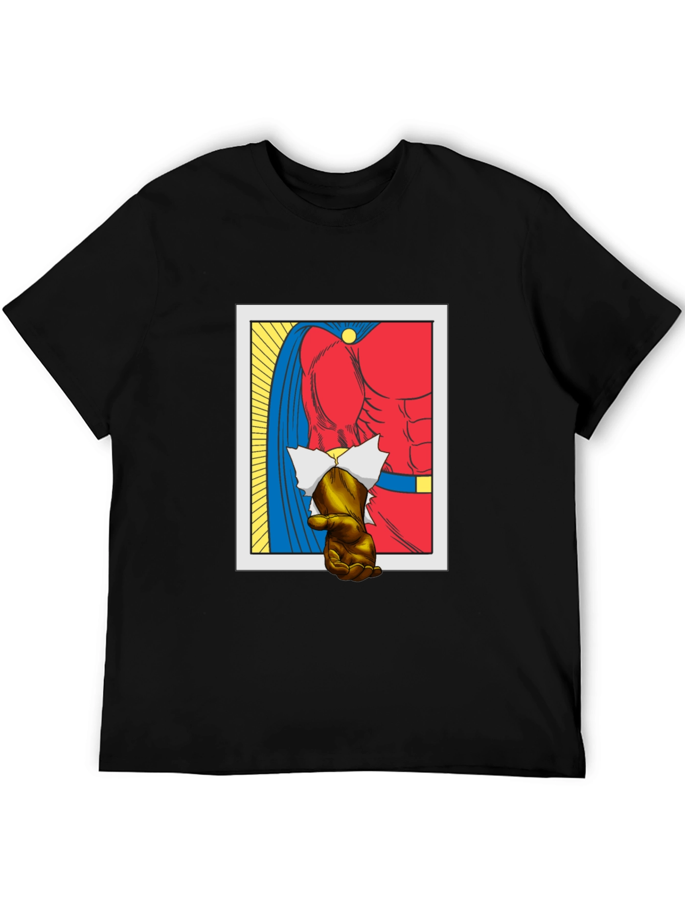 Black Superhero Chest Comic Graphic T-Shirt view 5