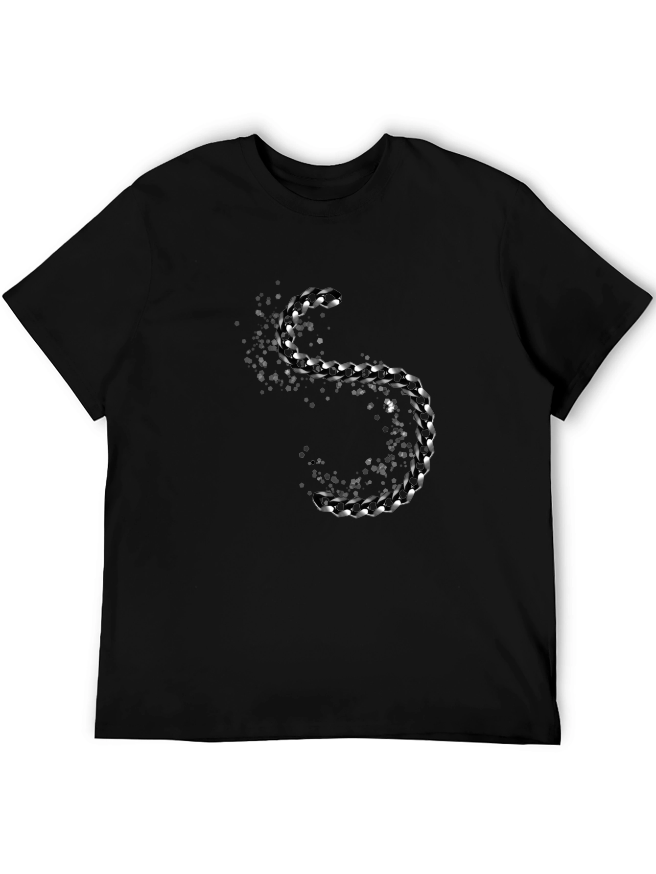 Black Stylish Black T-Shirt with Silver Chain Design view 5