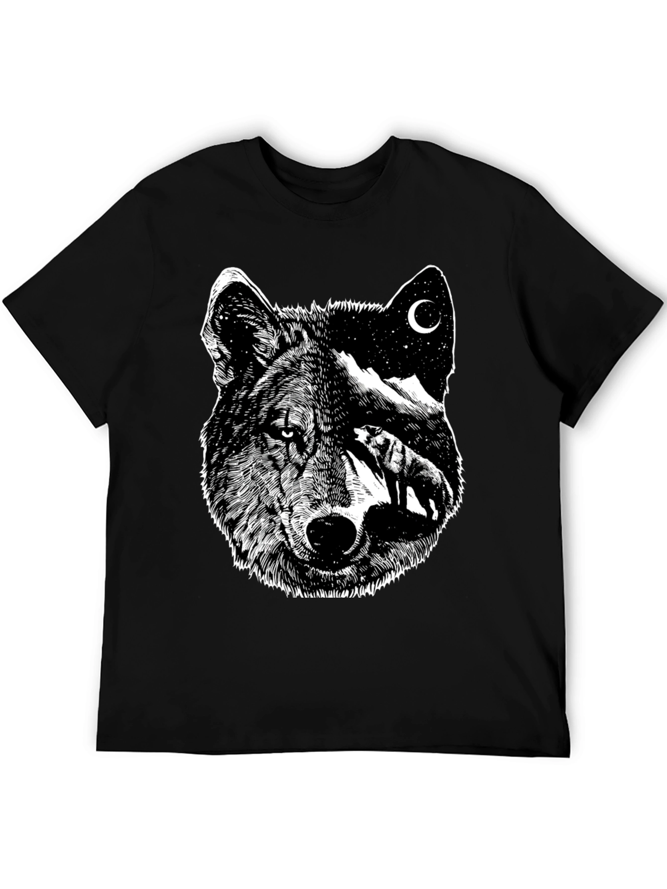Black Wolf Moon Graphic Tee - Black view 5
