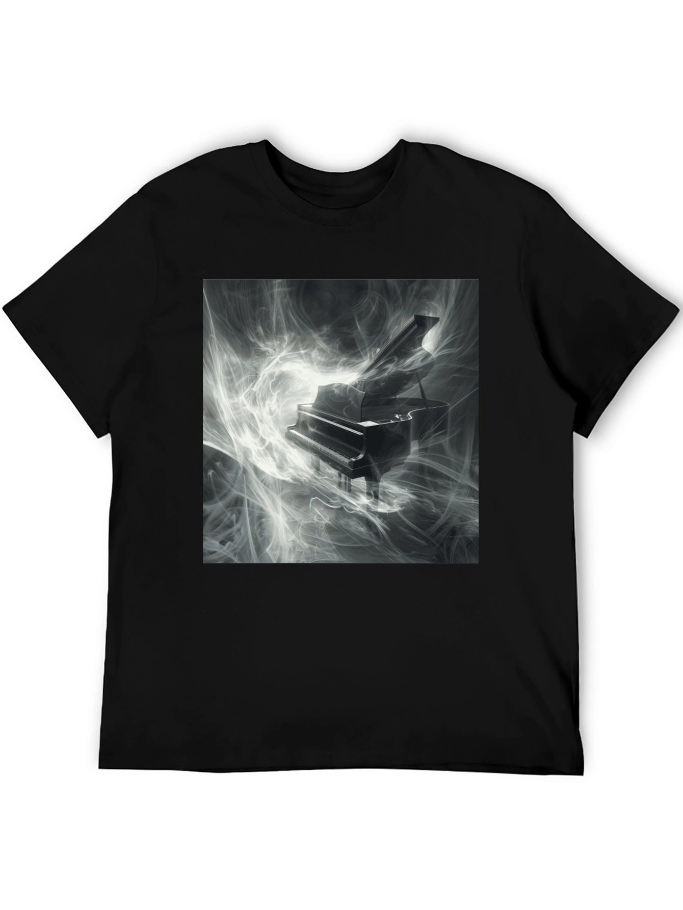 Black Piano Music T-Shirt - Artistic Black Tee view 5