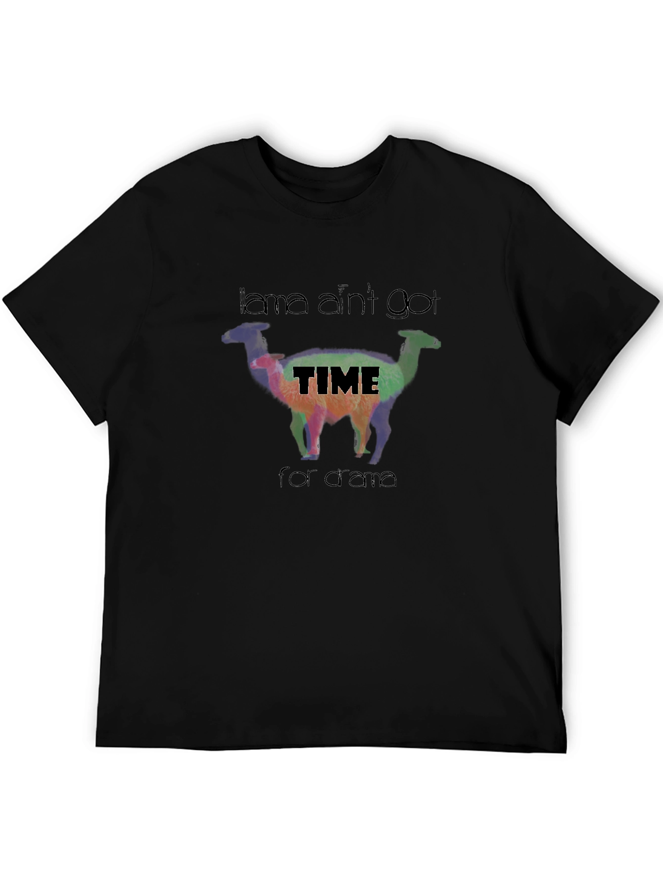 Black Llama Ain't Got Time for Drama Black T-Shirt view 5