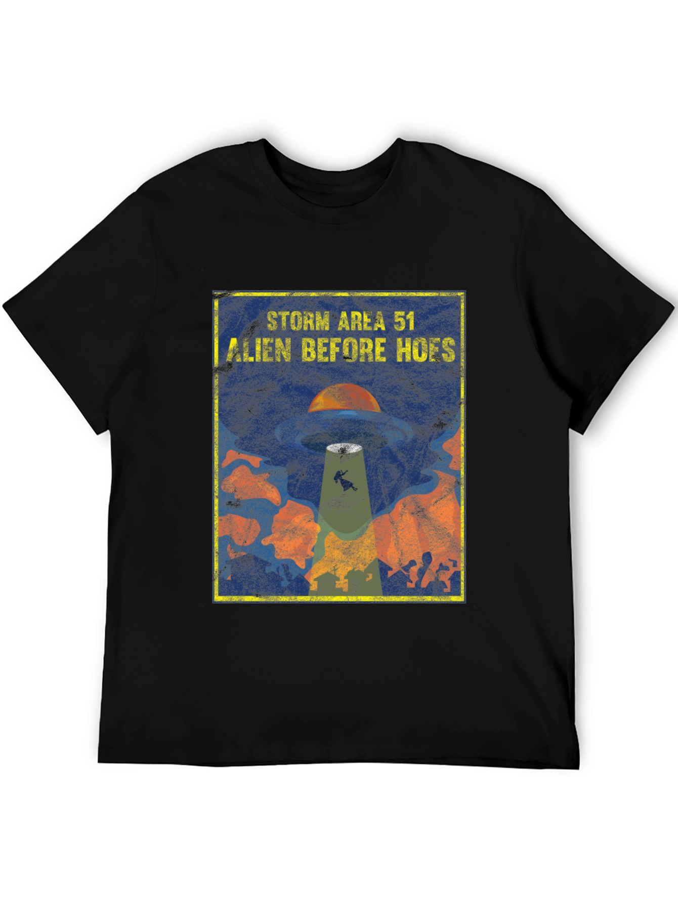 Black Storm Area 51 Alien Before Hoes Graphic T-Shirt view 5
