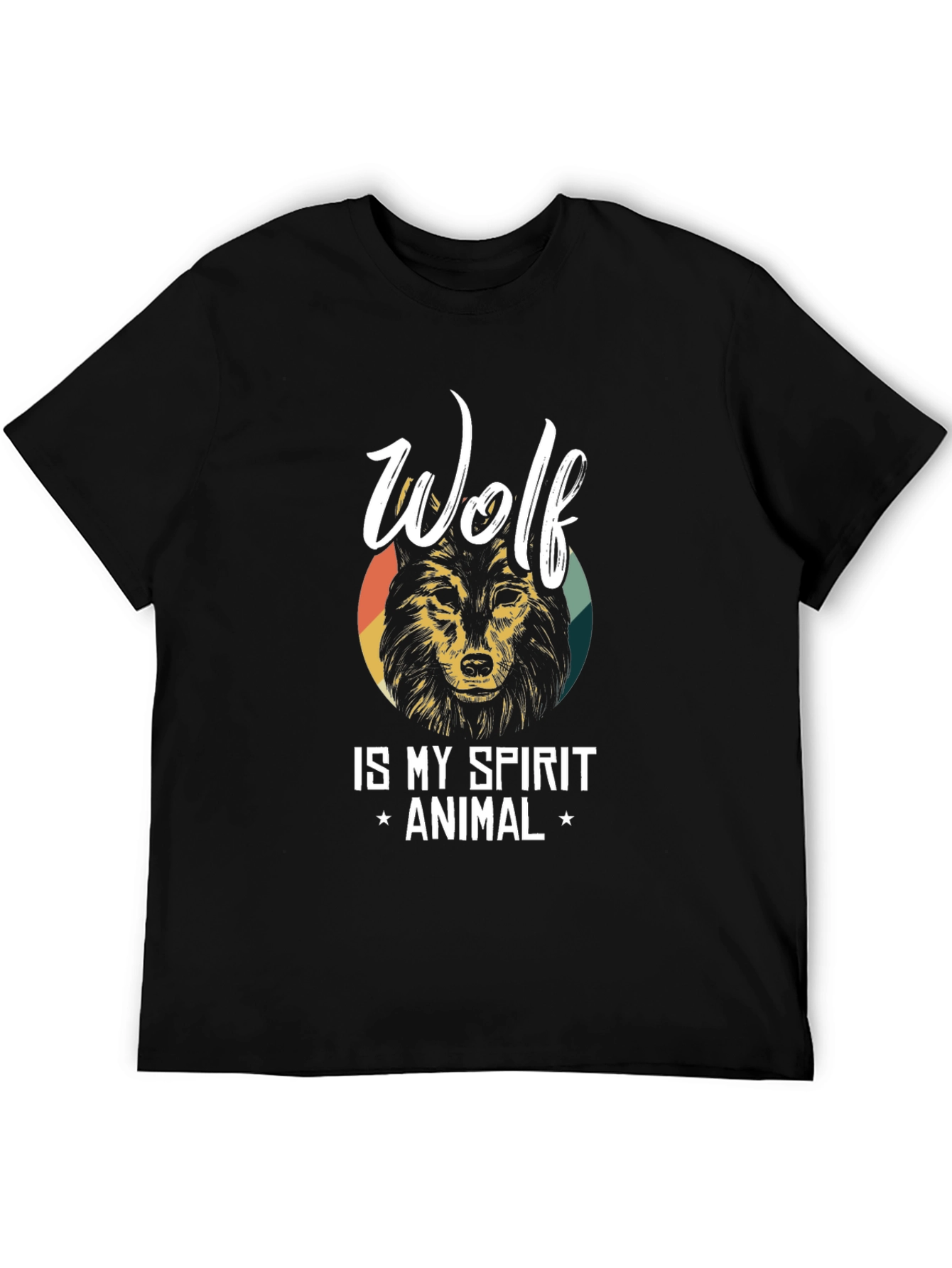 Black Wolf Spirit Animal Graphic Tee - Black view 5