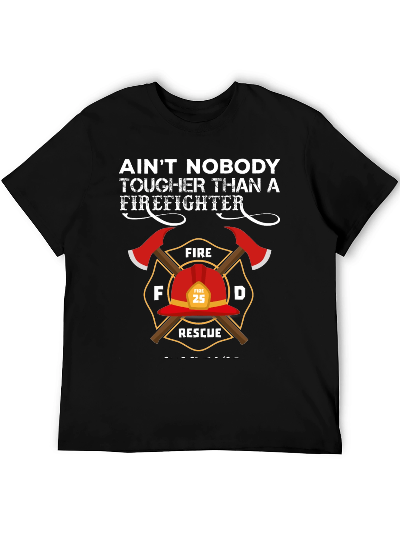 Black Firefighter T-Shirt - Tougher Than a Firefighter Tee view 5