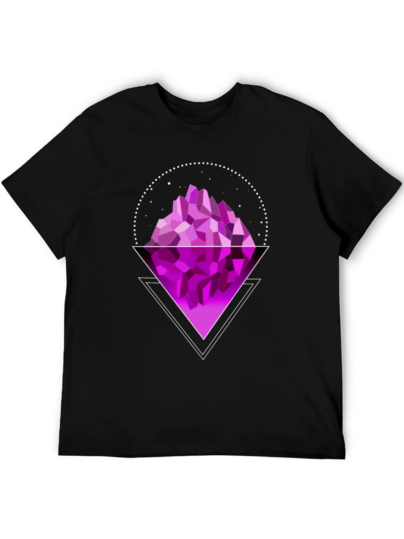 Black Geometric Purple Mountain Graphic T-Shirt view 5