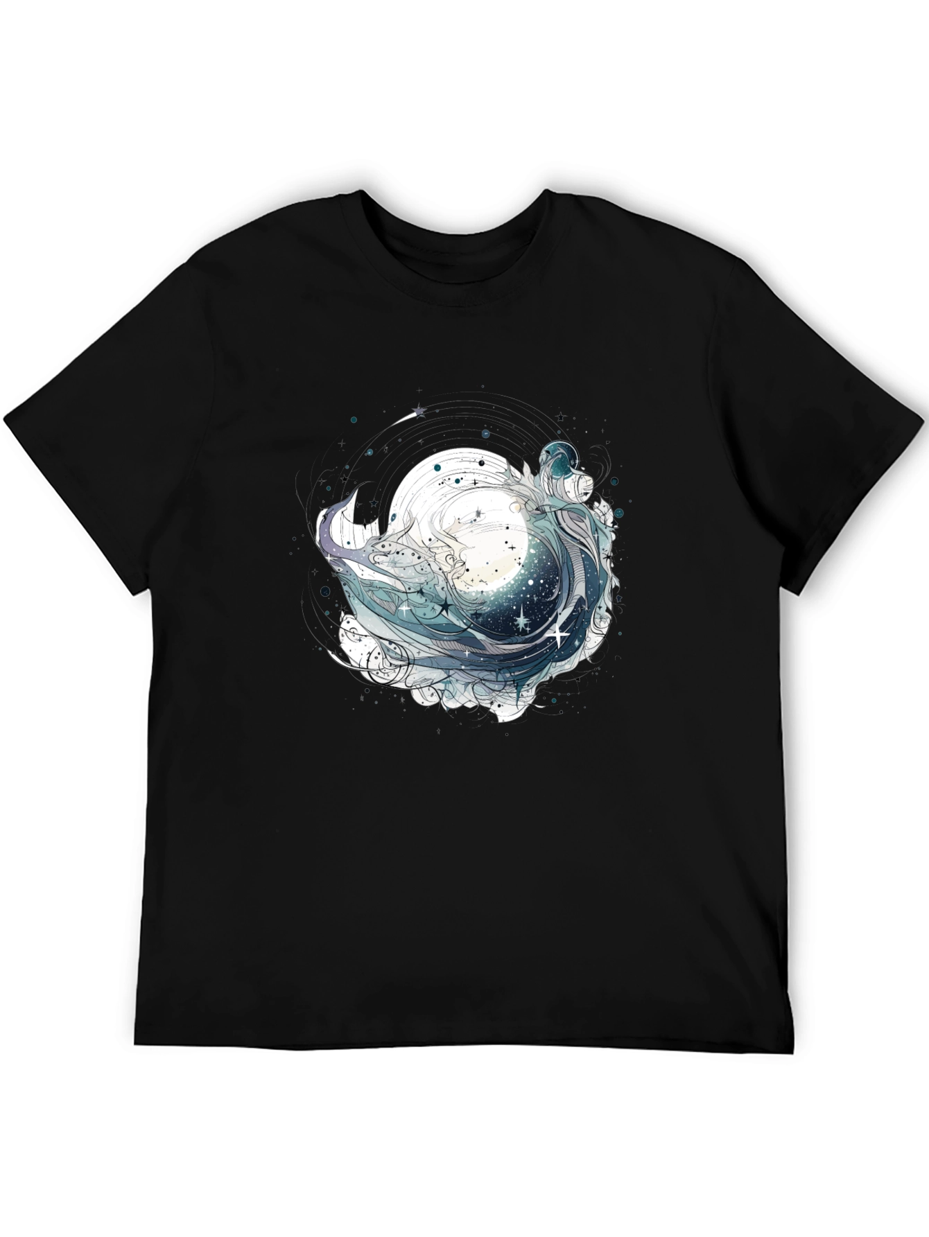 Black Celestial Wave Graphic Tee - Black view 5