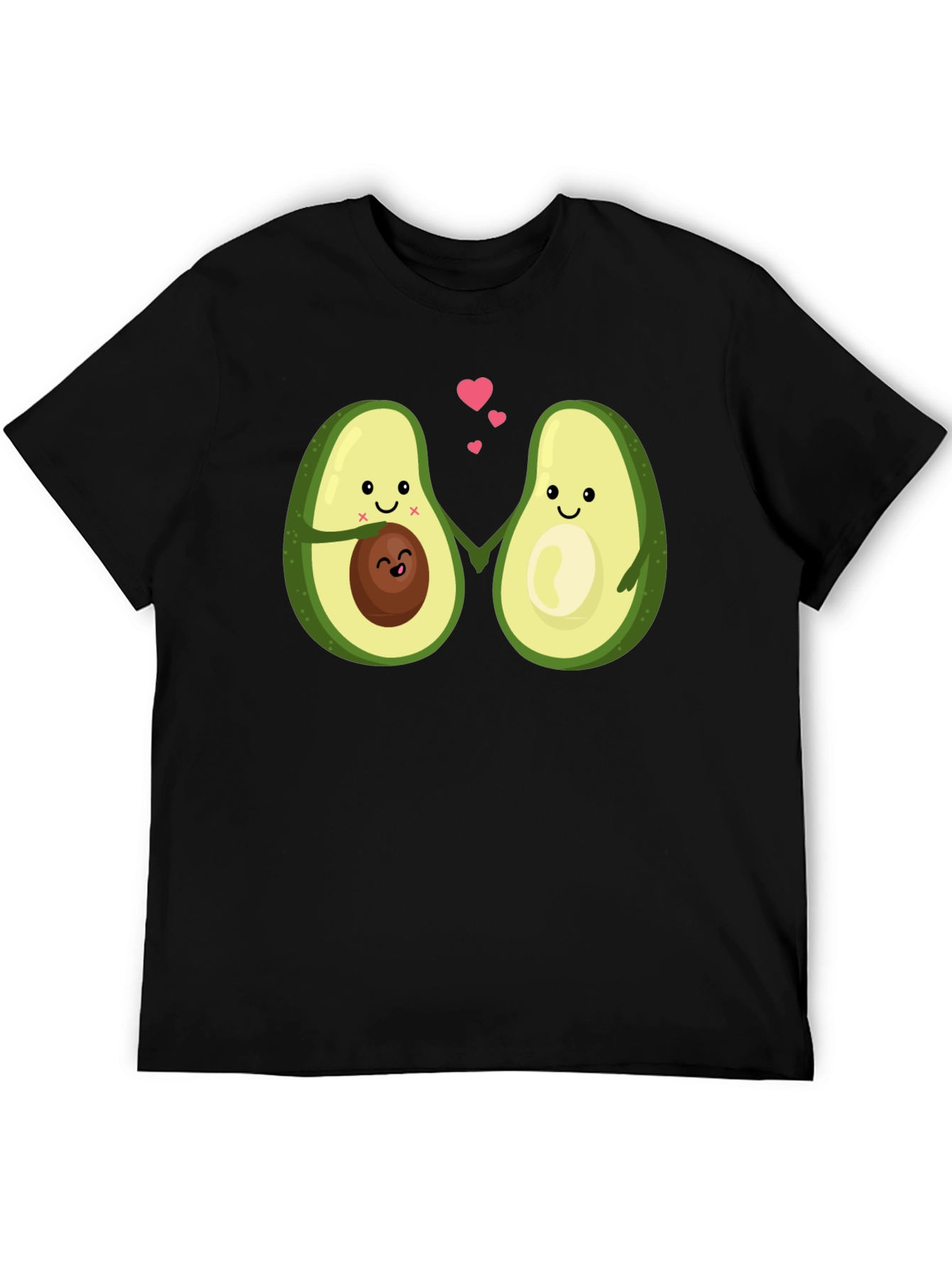 Black Cute Avocado Couple Black T-Shirt view 5