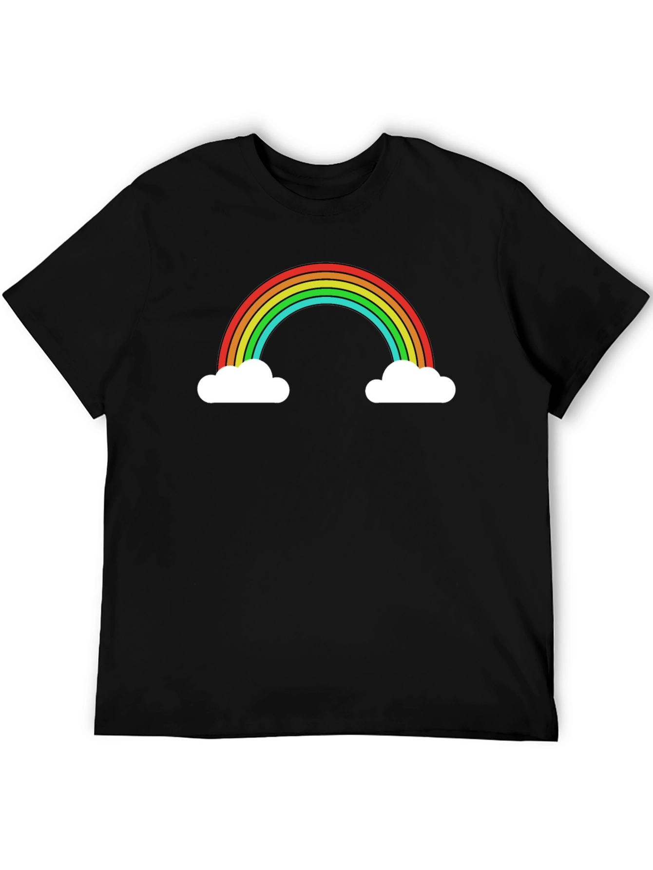 Black Rainbow Cloud Graphic Tee - Black Casual T-Shirt view 5