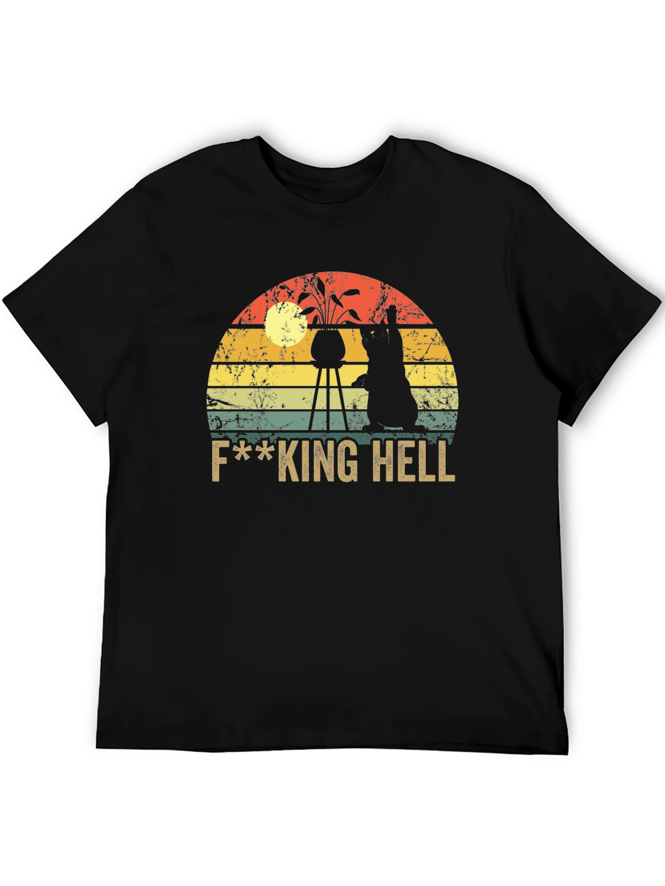 Black F***ing Hell Cat Graphic T-Shirt view 5