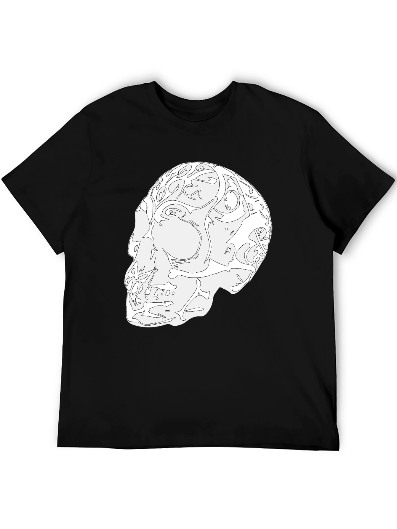 Black Skull Graphic Black T-Shirt - Unique Artistic Design view 5