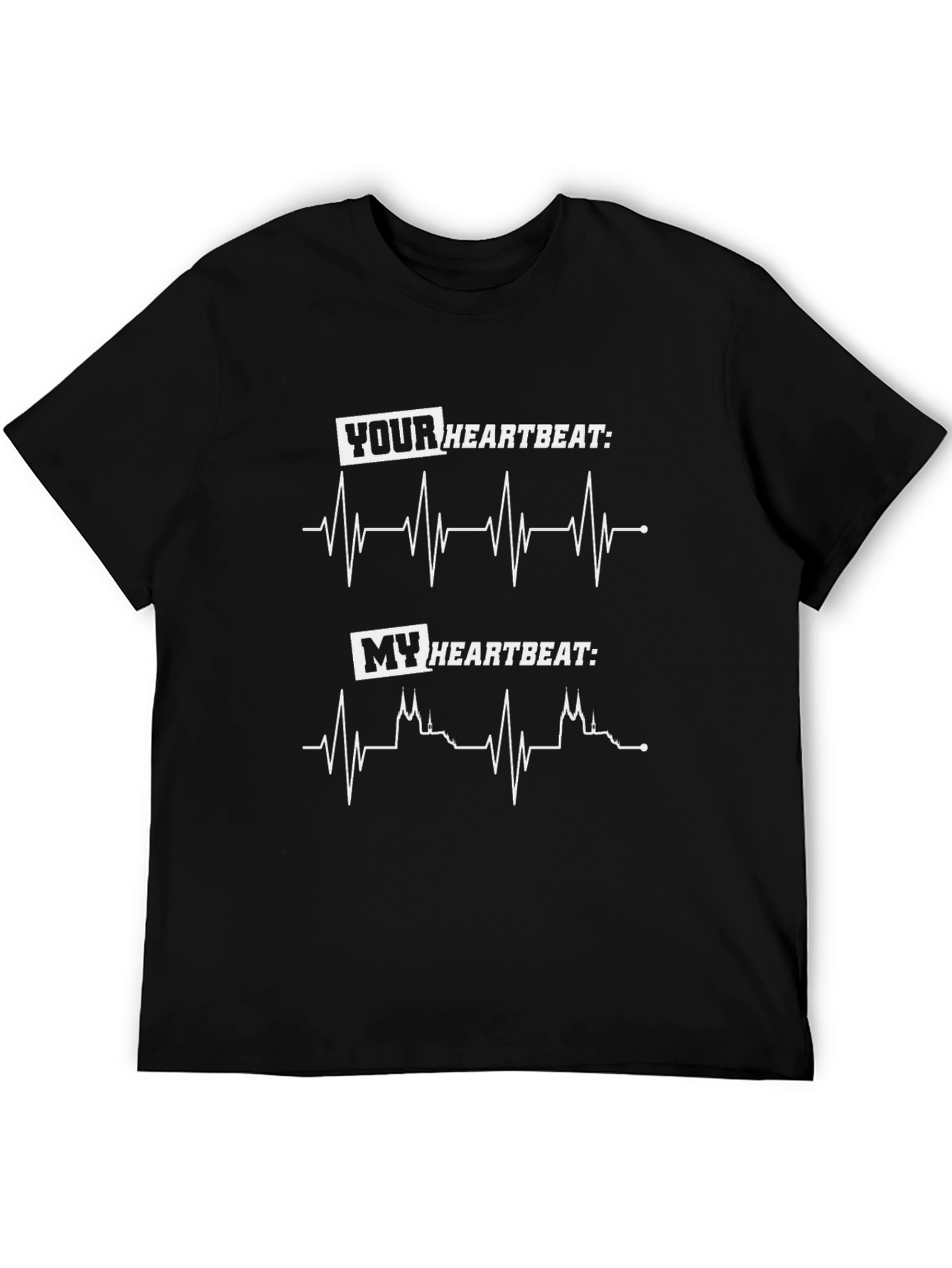 Black Heartbeat T-Shirt: Unique ECG Design view 5