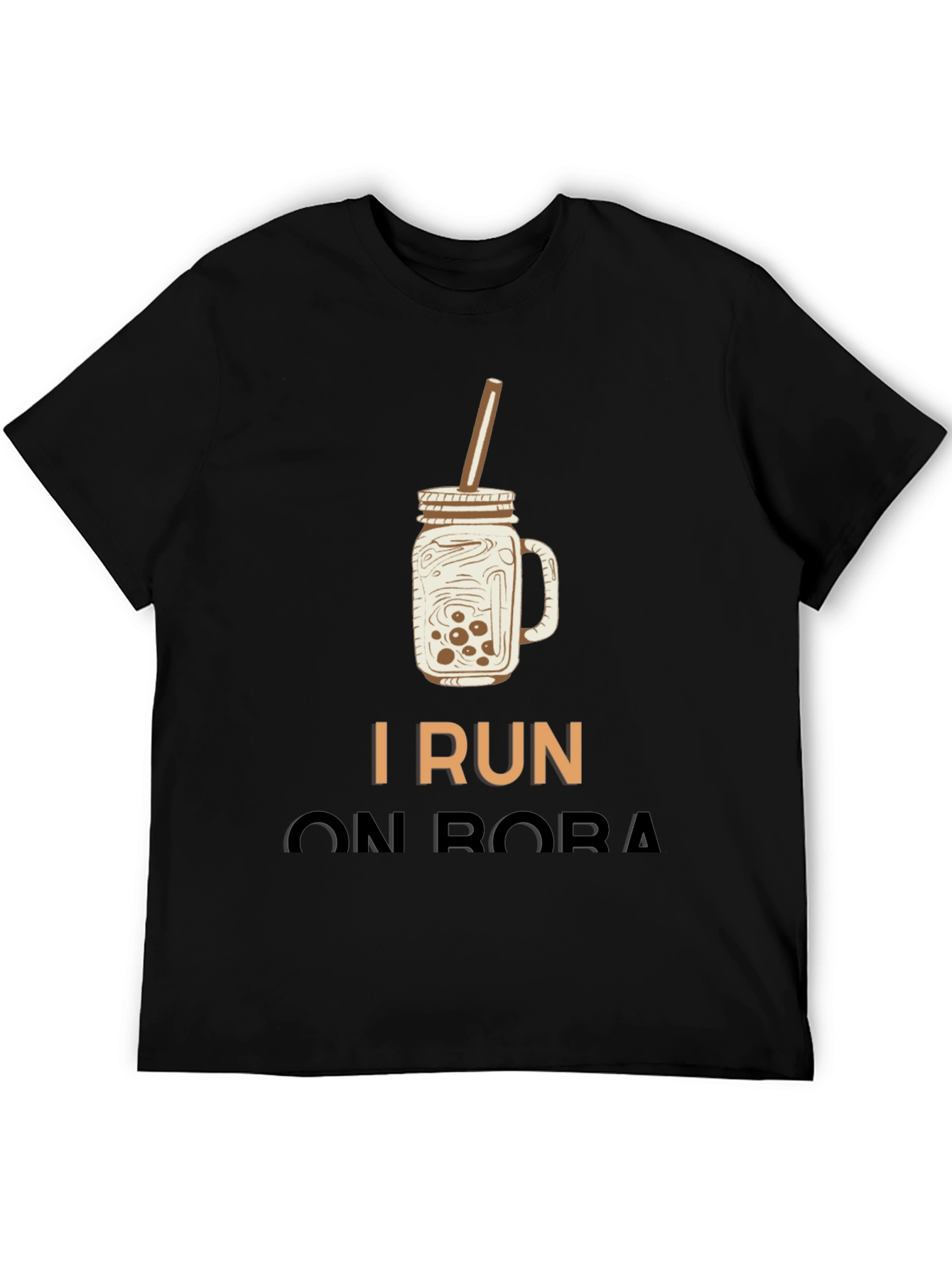 Black I Run On Boba T-Shirt view 5