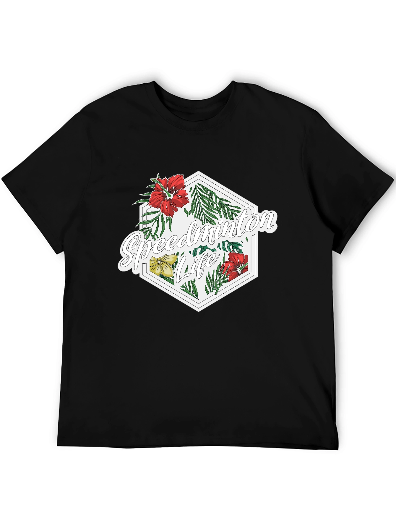 Black Speedminton Life Floral Black T-Shirt view 5