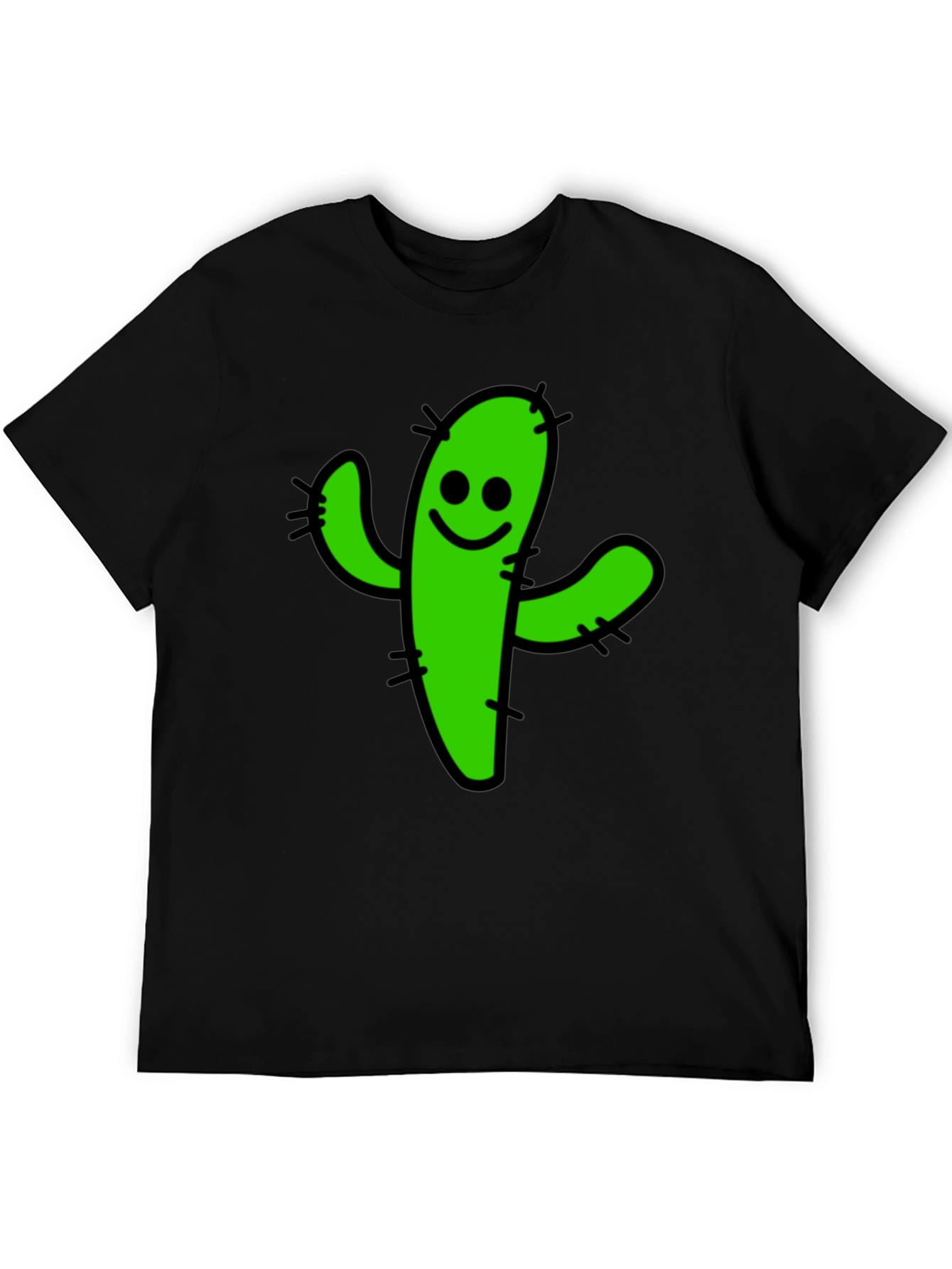 Black Funny Cactus Graphic T-Shirt - Black Cotton Tee view 5