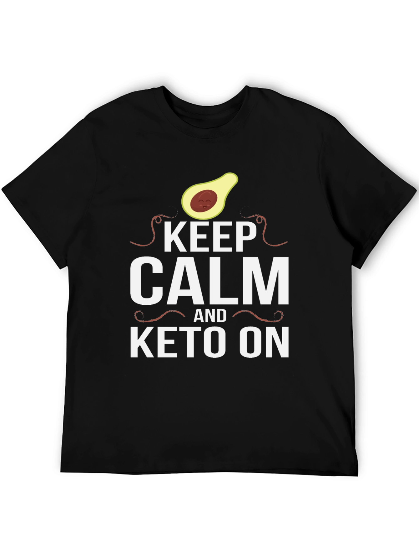 Black Keep Calm and Keto On Black T-Shirt view 5