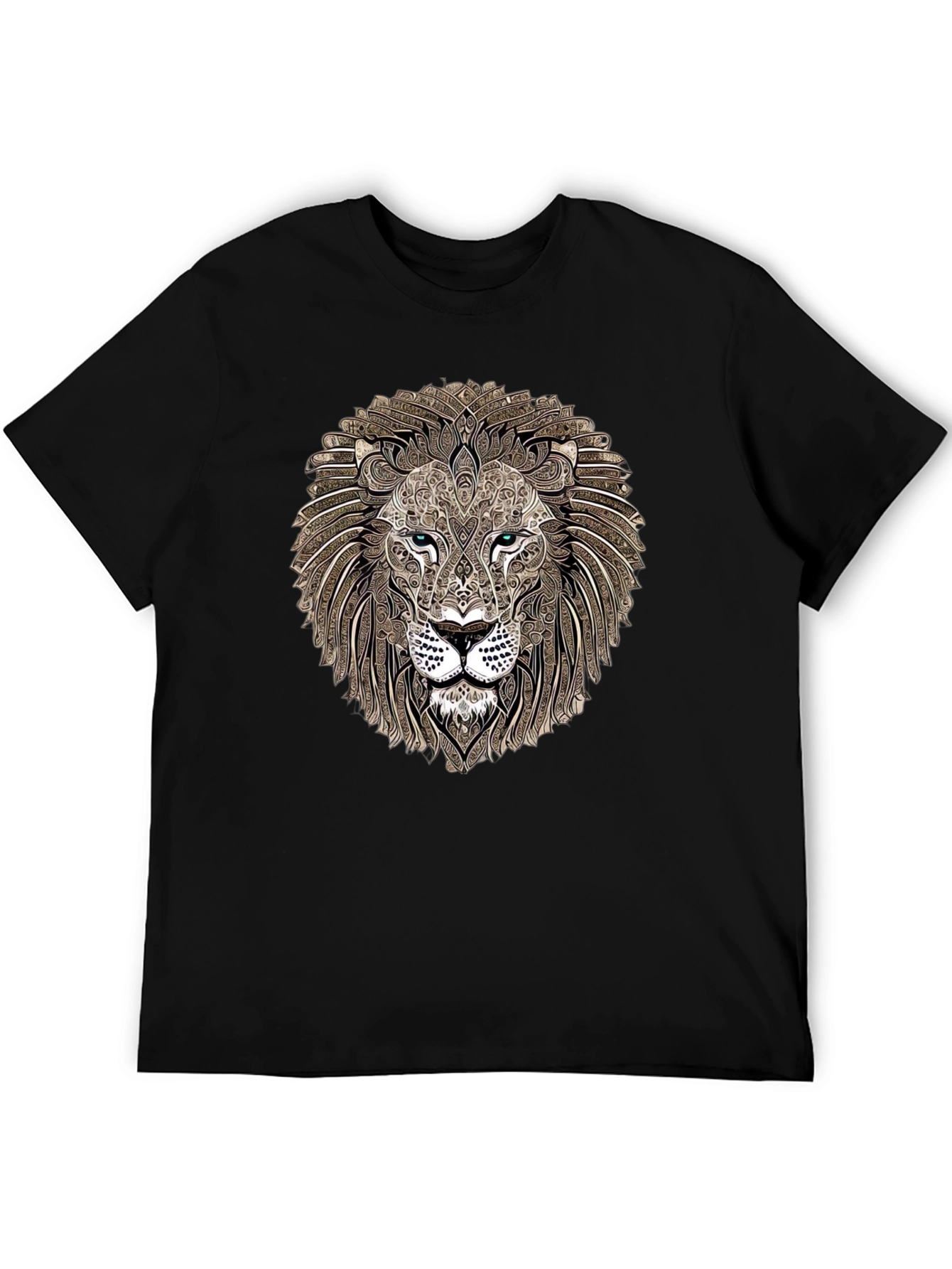 Black Lion Head Graphic Print T-Shirt view 5