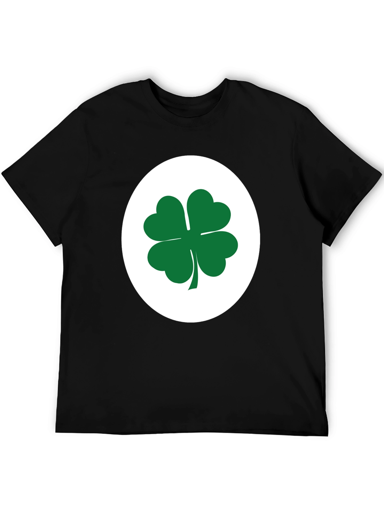 Black Lucky Shamrock Tee - Black Cotton Blend T-Shirt view 5