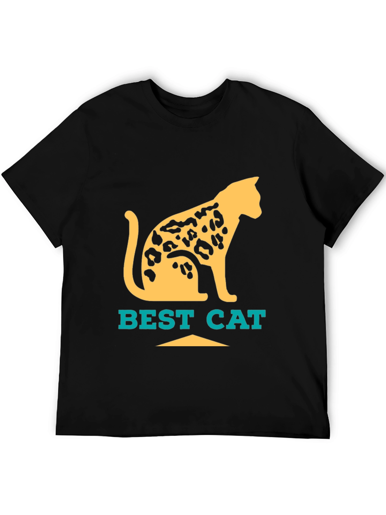 Black Best Cat Leopard Print T-Shirt - Cool Graphic Tee view 5