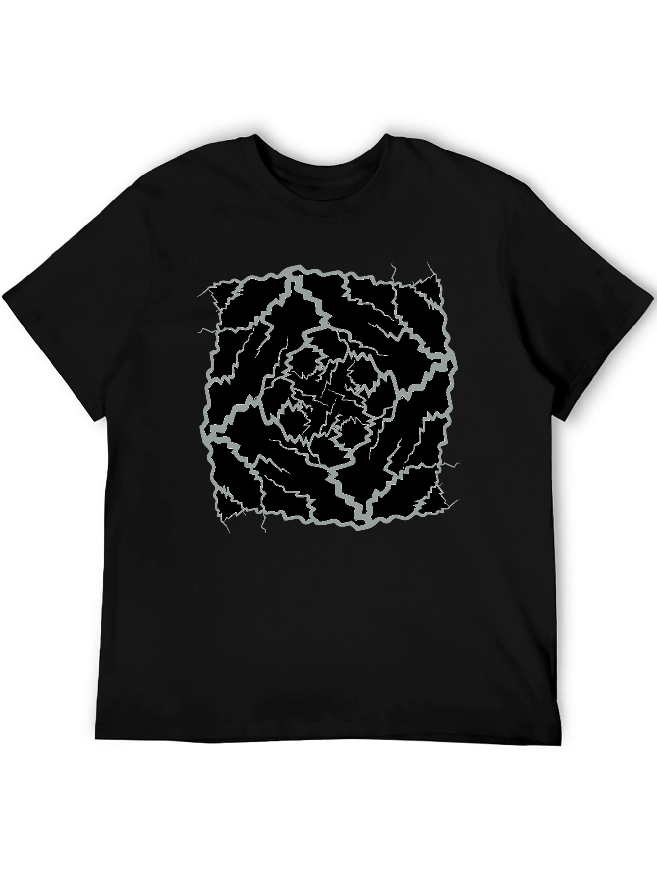 Black Abstract Lightning Bolt Graphic Black Tee view 5