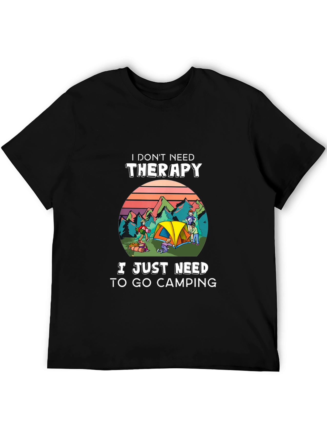 Black Camping Therapy T-Shirt - Nature Lover Tee view 5