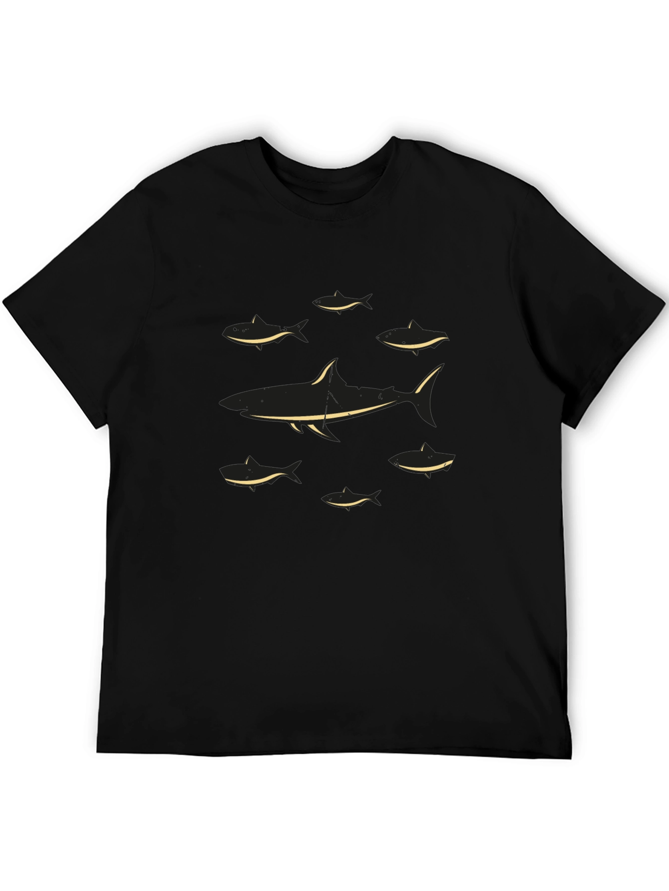 Black Shark Graphic Tee - Black Cotton T-Shirt view 5