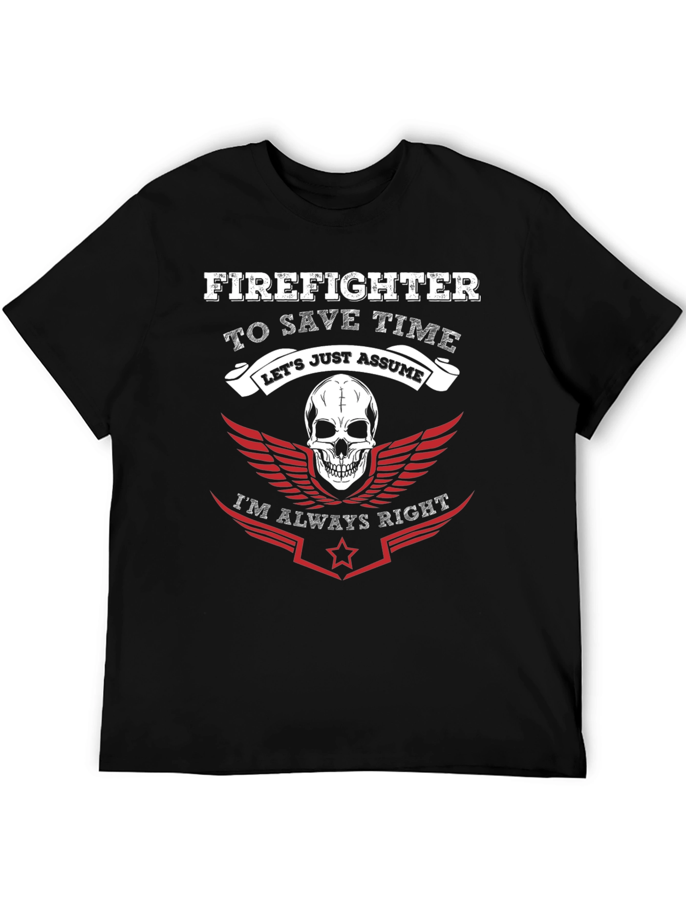 Black Firefighter Skull Graphic Tee - Always Right Humor view 5