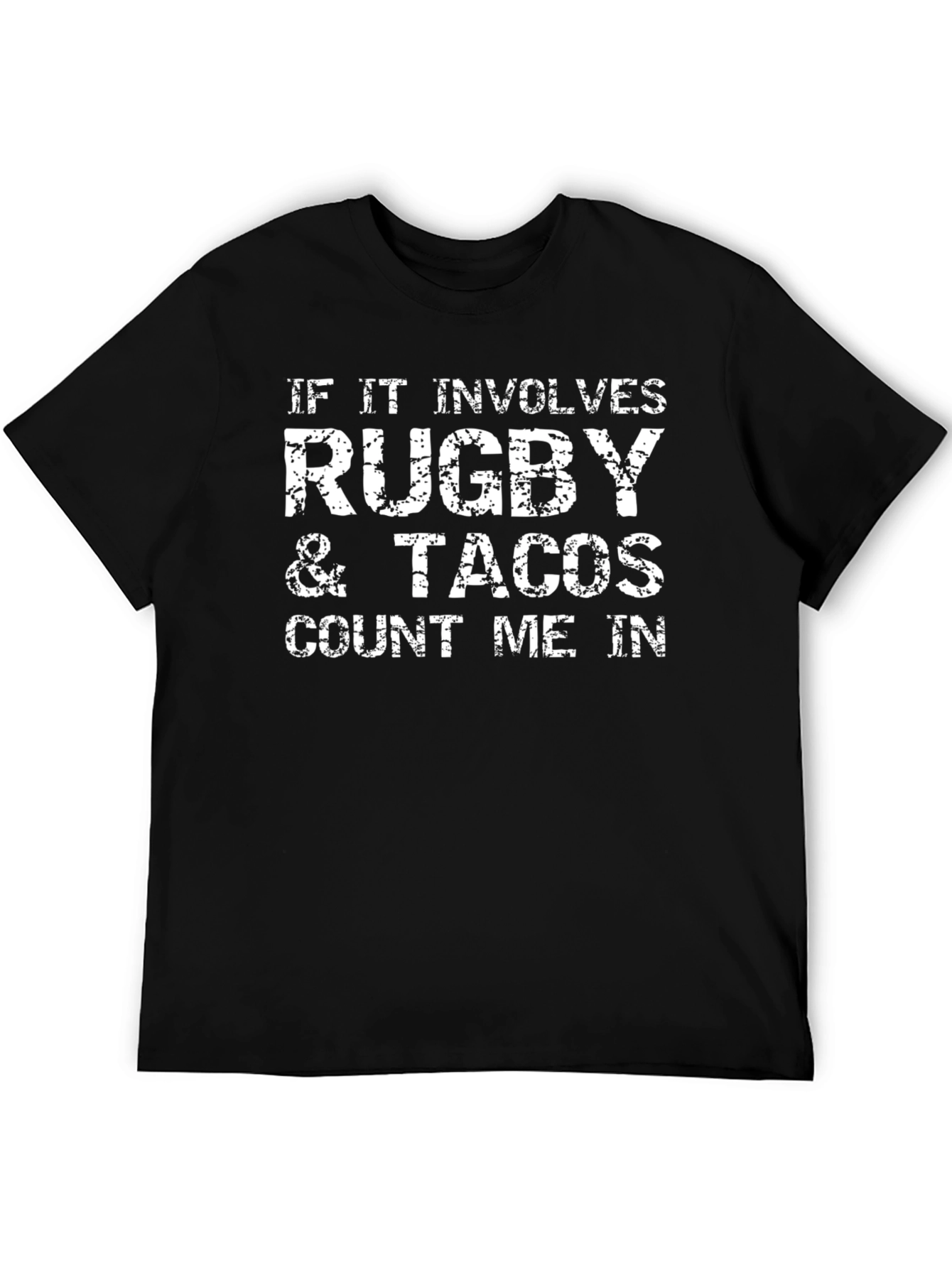 Black Rugby & Tacos Men's Black T-Shirt view 5