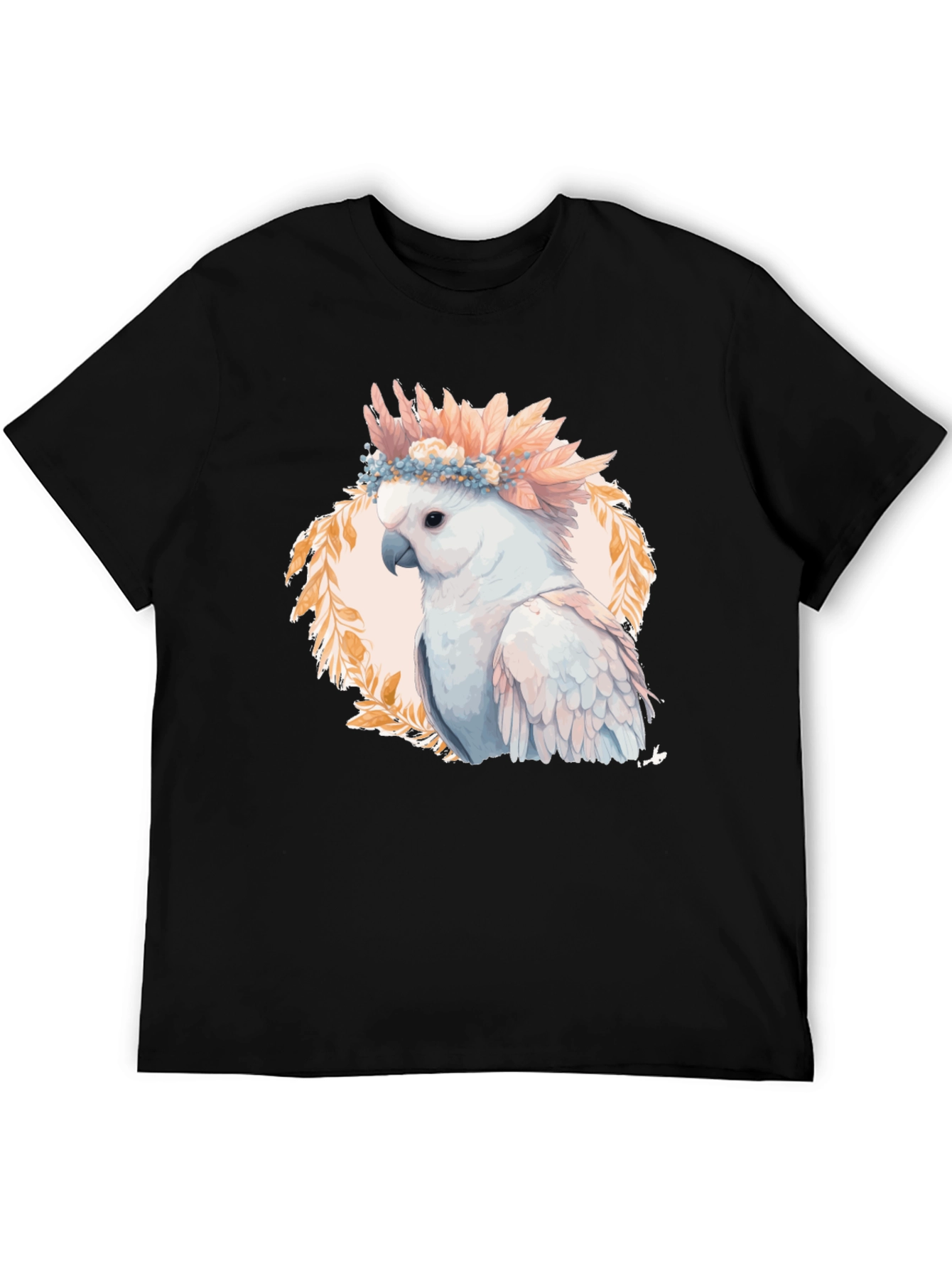 Black Cockatoo Flower Crown Graphic Tee view 5