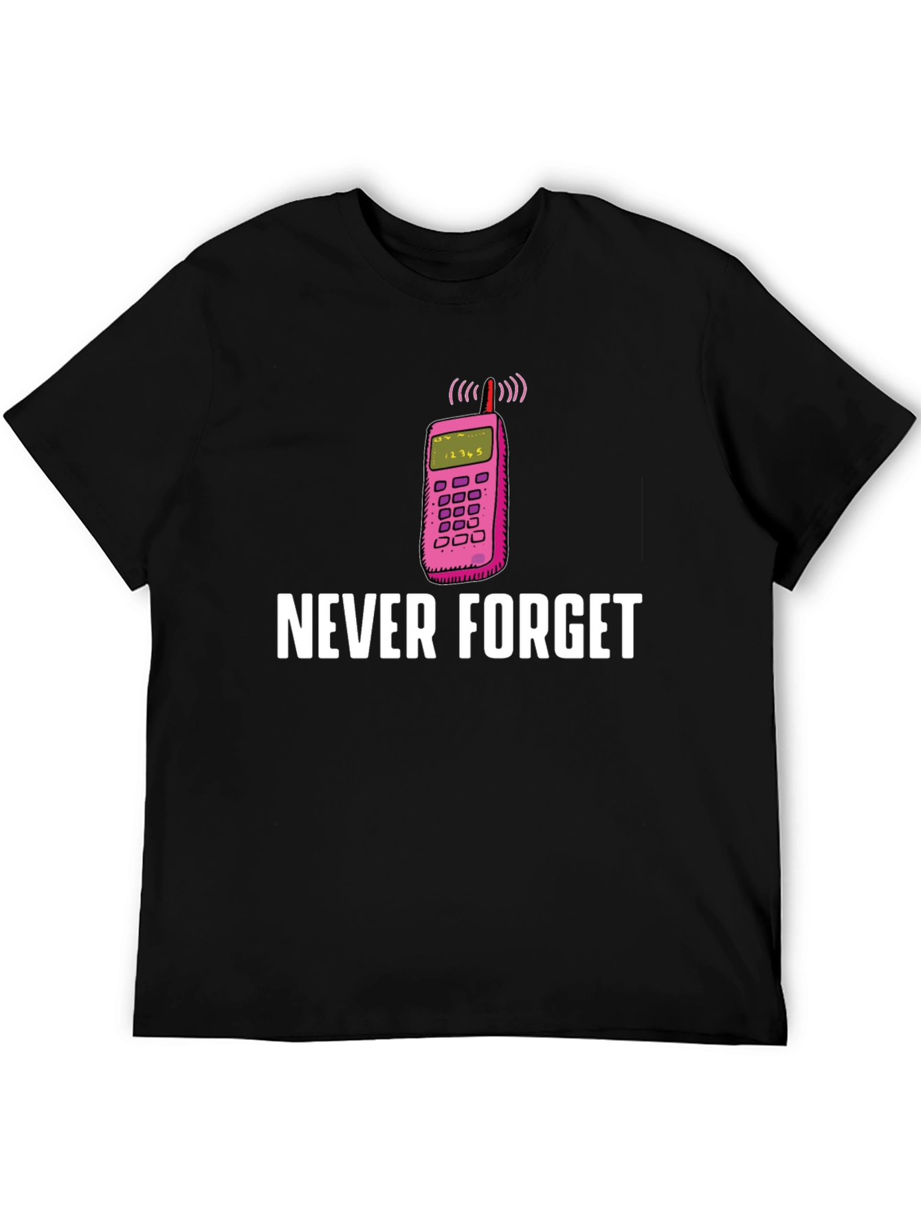Black Retro Phone T-Shirt - Never Forget view 5