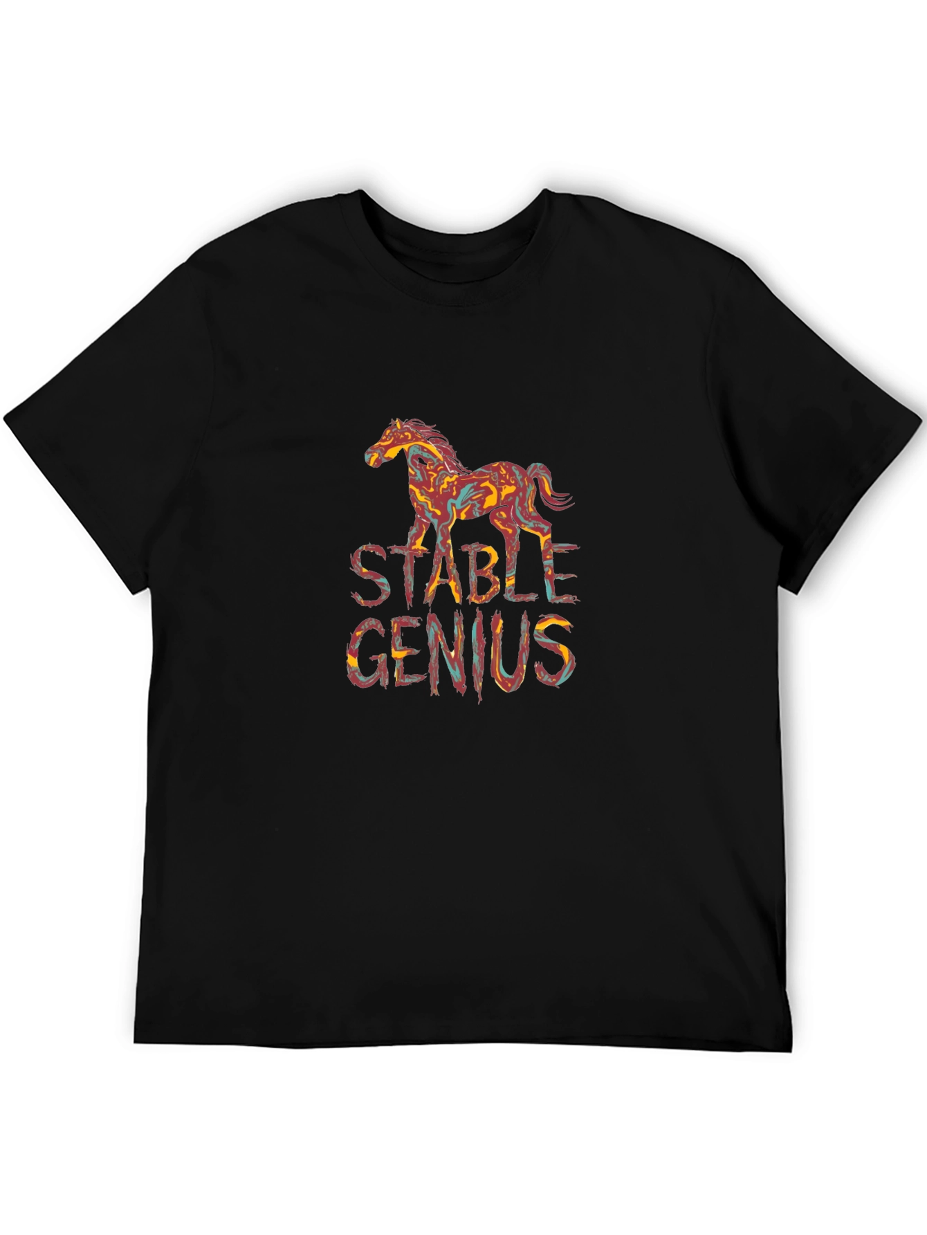 Black Stable Genius Graphic Tee - Unique Horse Design view 5